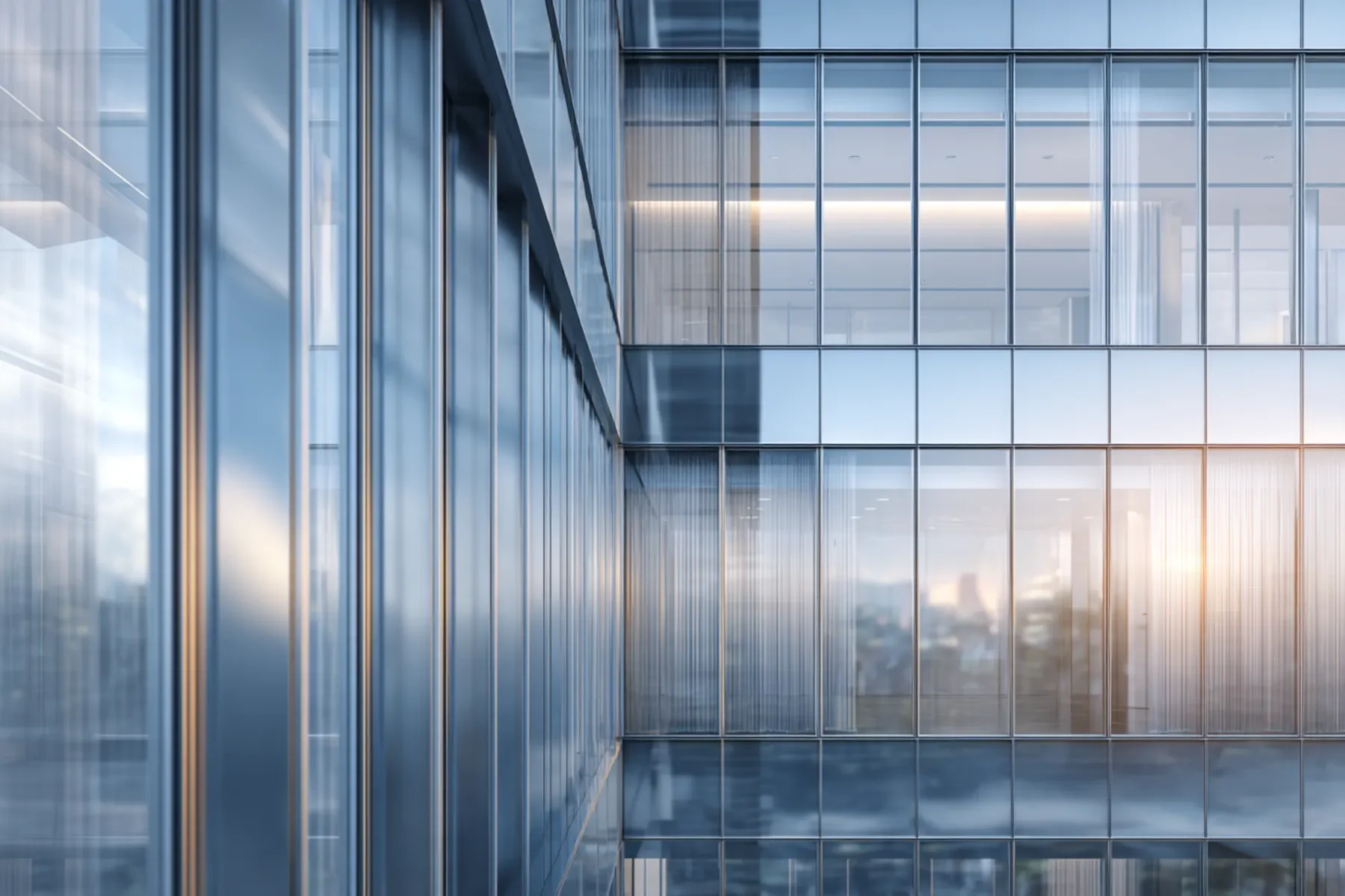 Fachada arquitectónica con vidrio insulado para aislamiento térmico y acústico