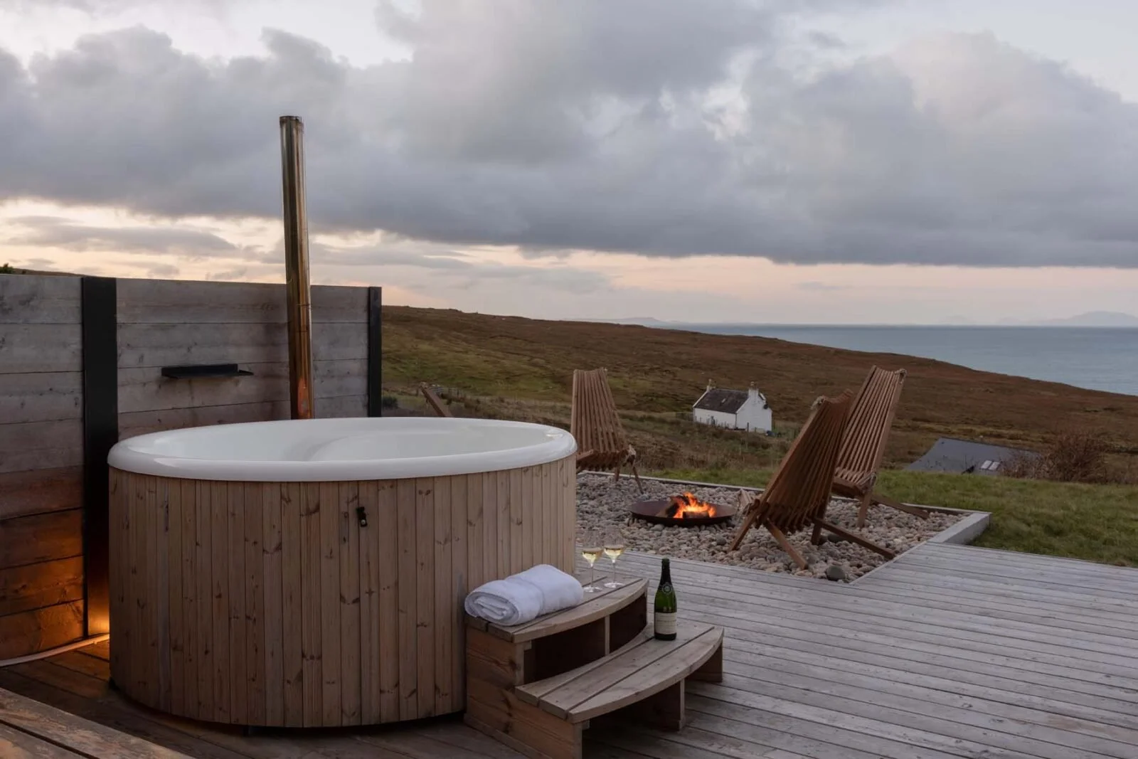 view of a hot tub outside milovaig hosue