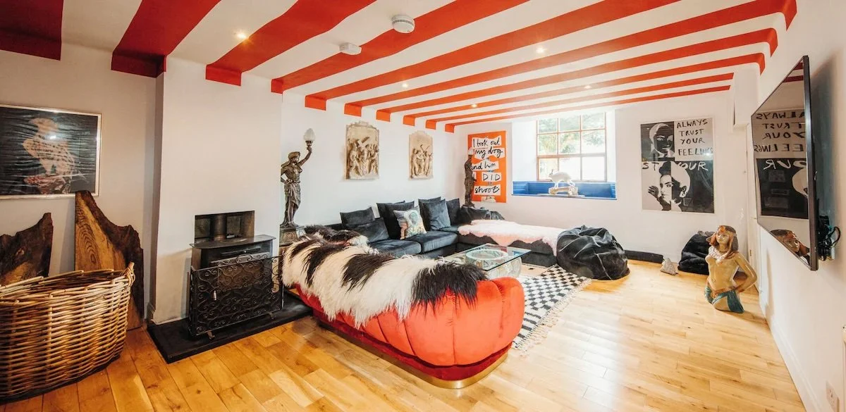 interior photo of the living space of 'the old church' short term rental