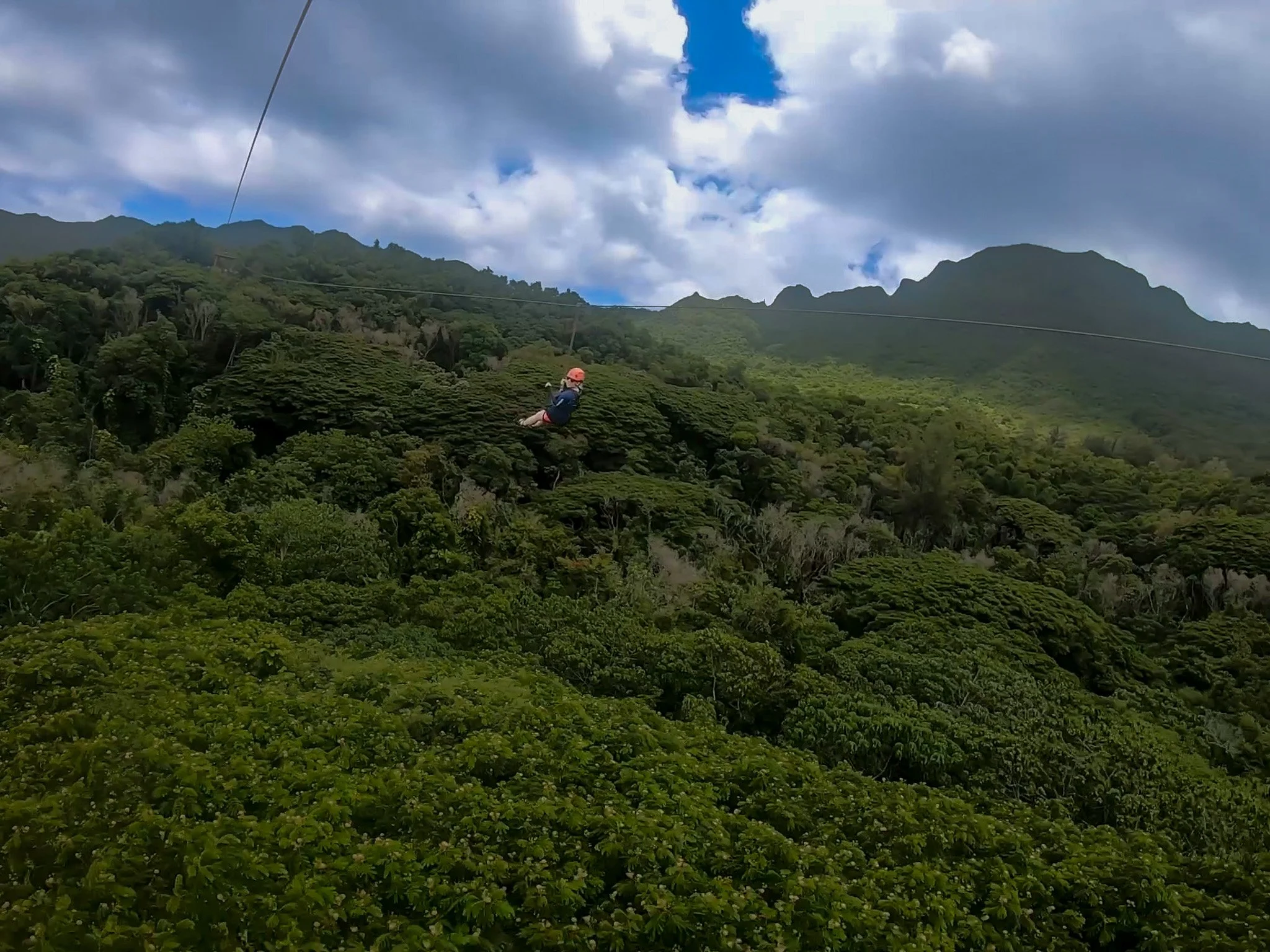 Author on zipline during Outfitters Kauai Kipu Safari
