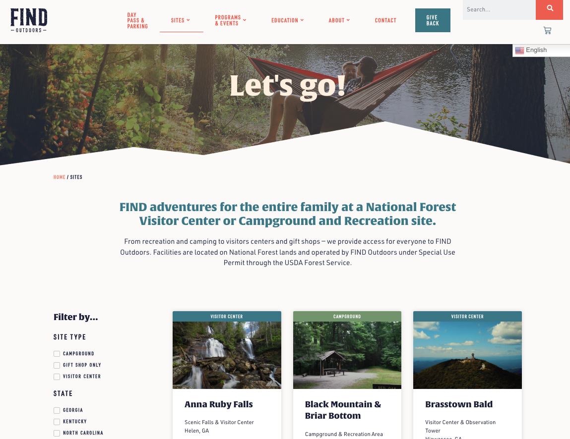 gofindoutdoors.org - Responsible for all copy, collaborating with graphic designer for image, updating website via WordPress.