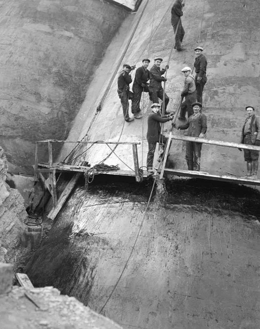 Mountain Dell Dam Construction - Showing Water Proofing, Salt Lake City Engineers Photograph Collection