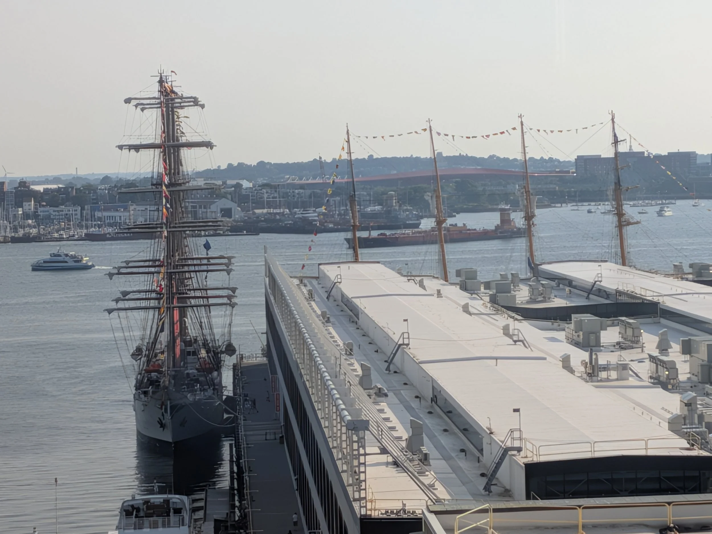 The Best Commute (Hingham ferry passes the tall ships on July 14) -Anita B.R.