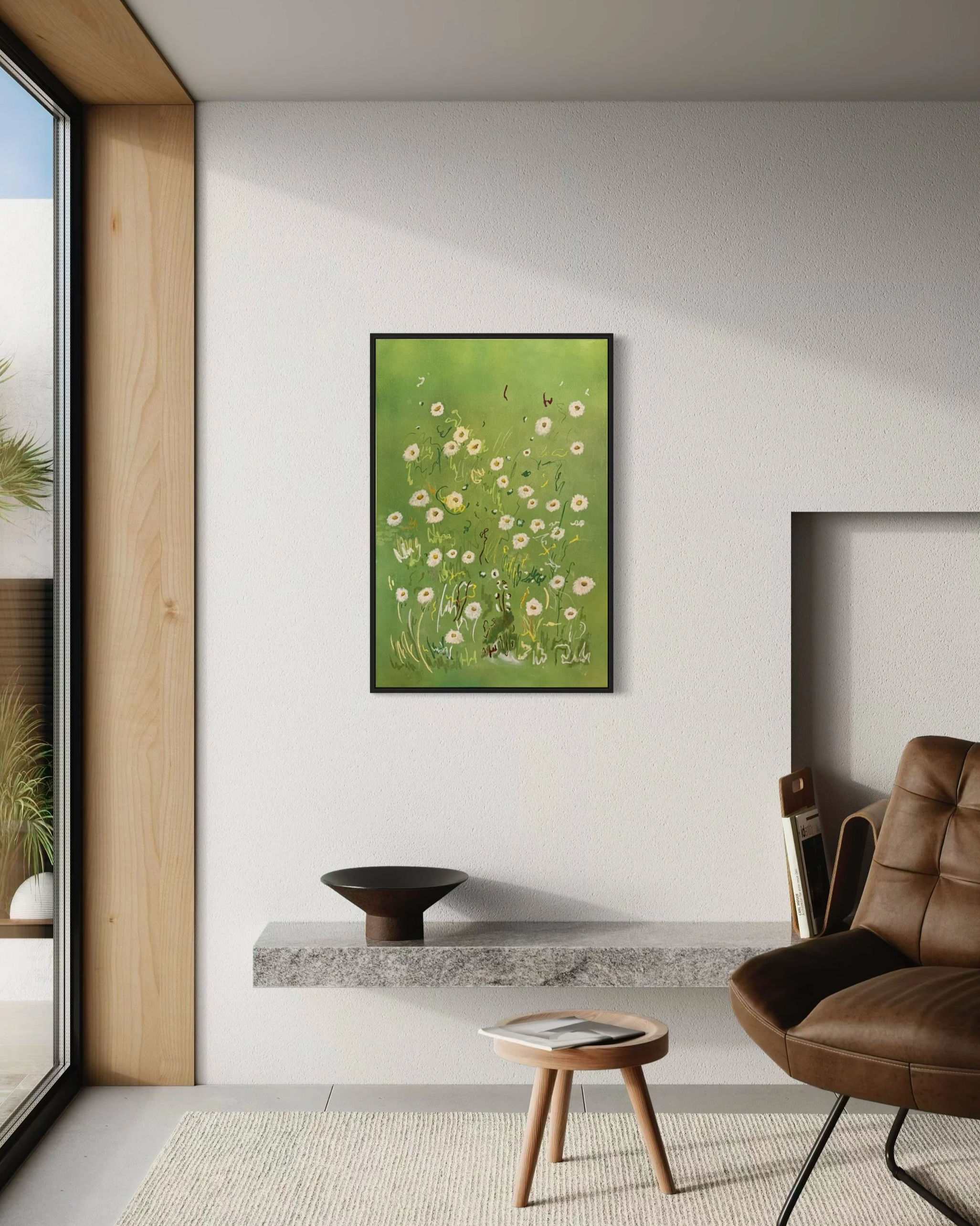 "Sunlit Meadow" 36 x 24, Oil Pastel on Dyed Canvas, AVAILABLE $400