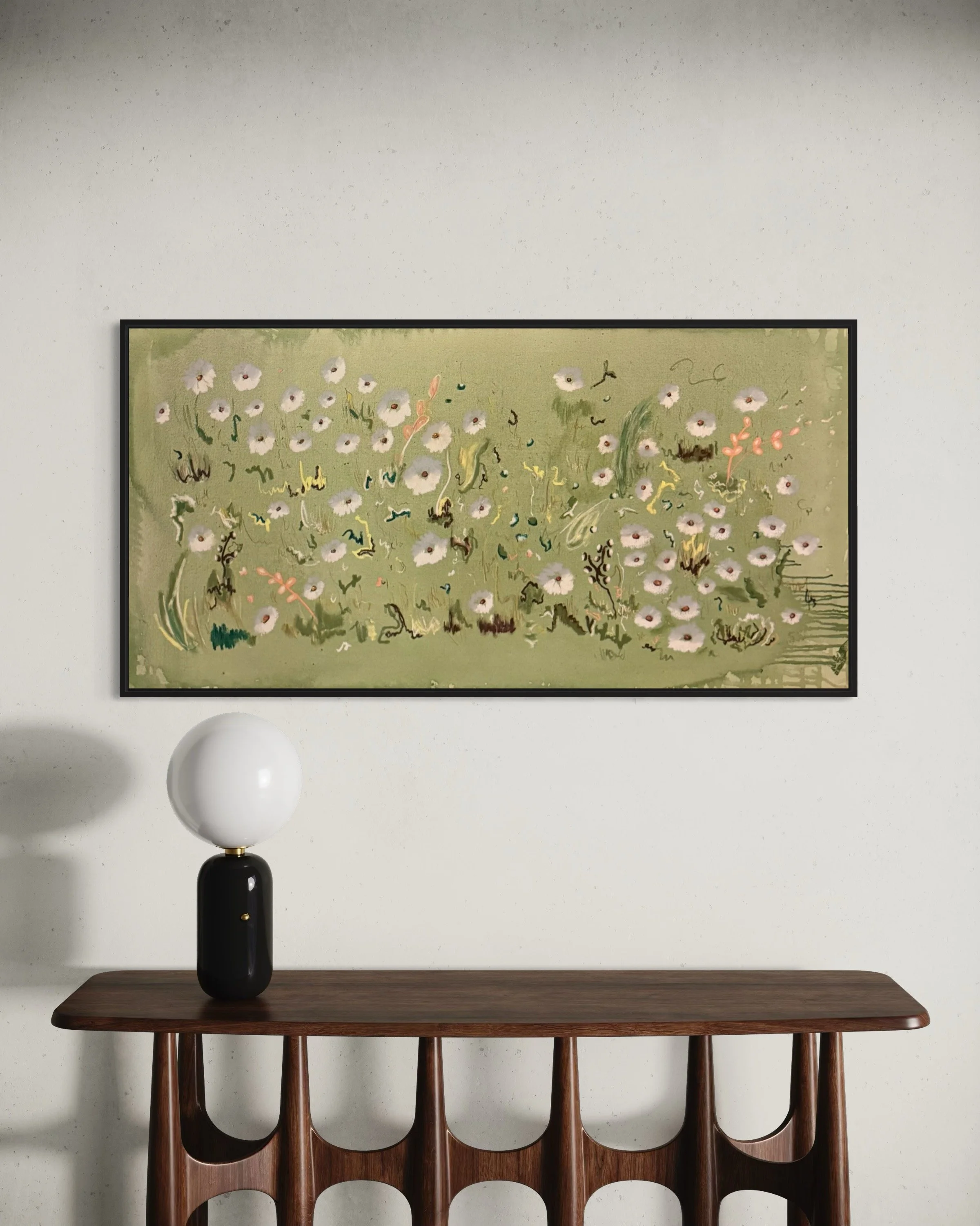 "Golden Gardens 2" 24 x 48, Oil Pastel on Canvas, SOLD