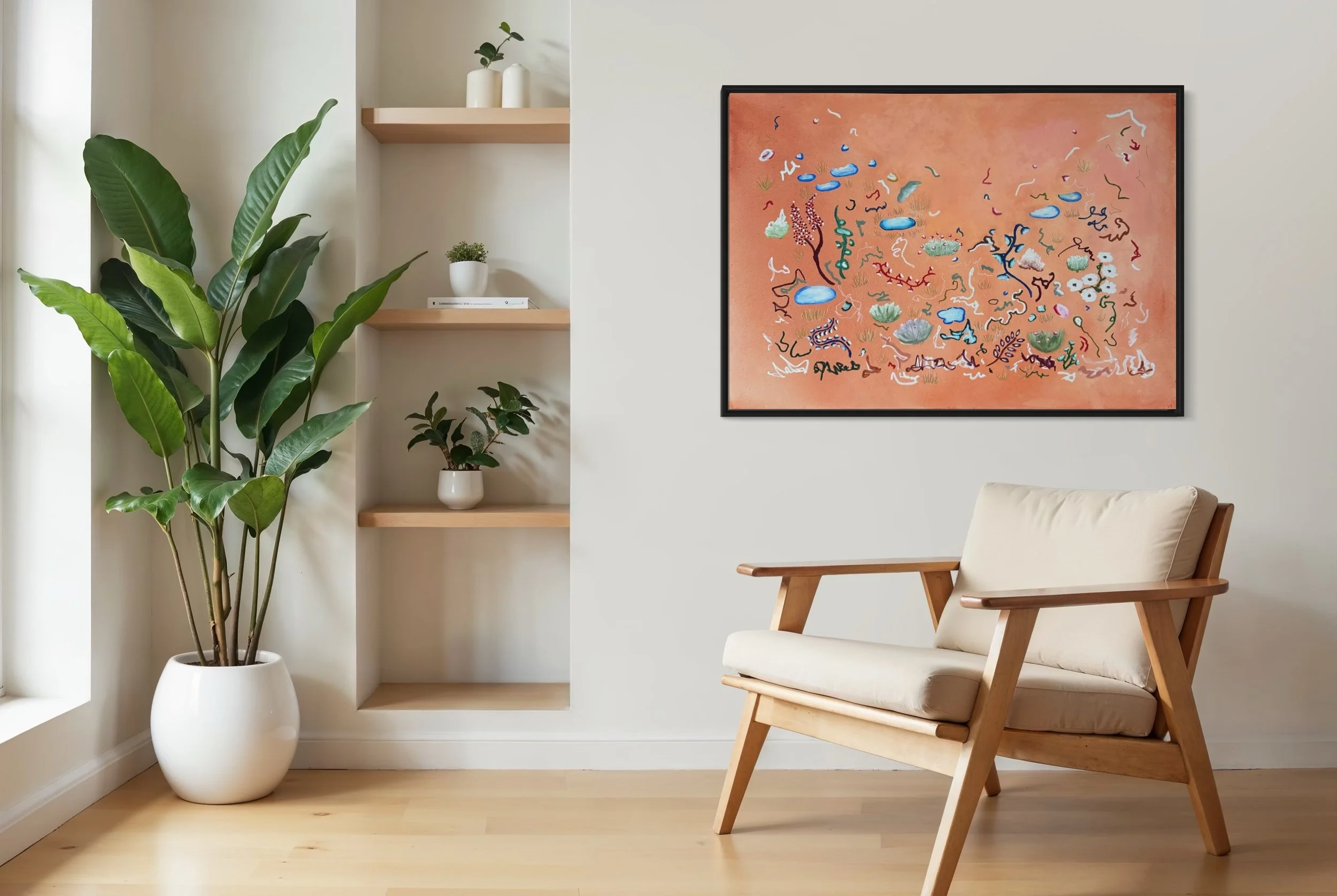 "Gentle Things" 36 x 48, Oil Pastel on Dyed Canvas, SOLD