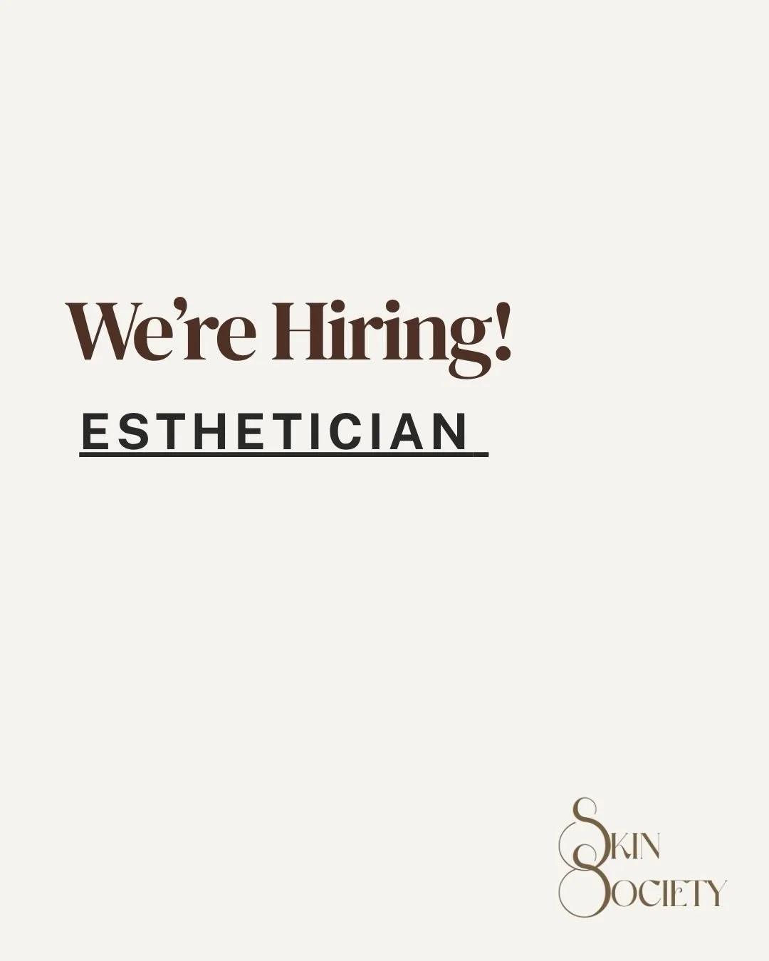 Calling all esthy-besties, we&rsquo;re hiring! Want to be our in-house glow-creator? Send us an email today, we cannot wait to meet you ✨🫧