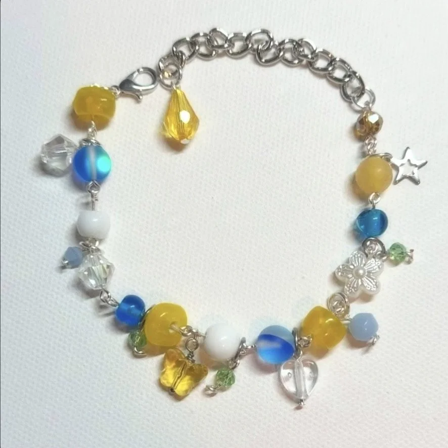 YELLOW-BLUE BUTTERFLY CHARM BRACELET