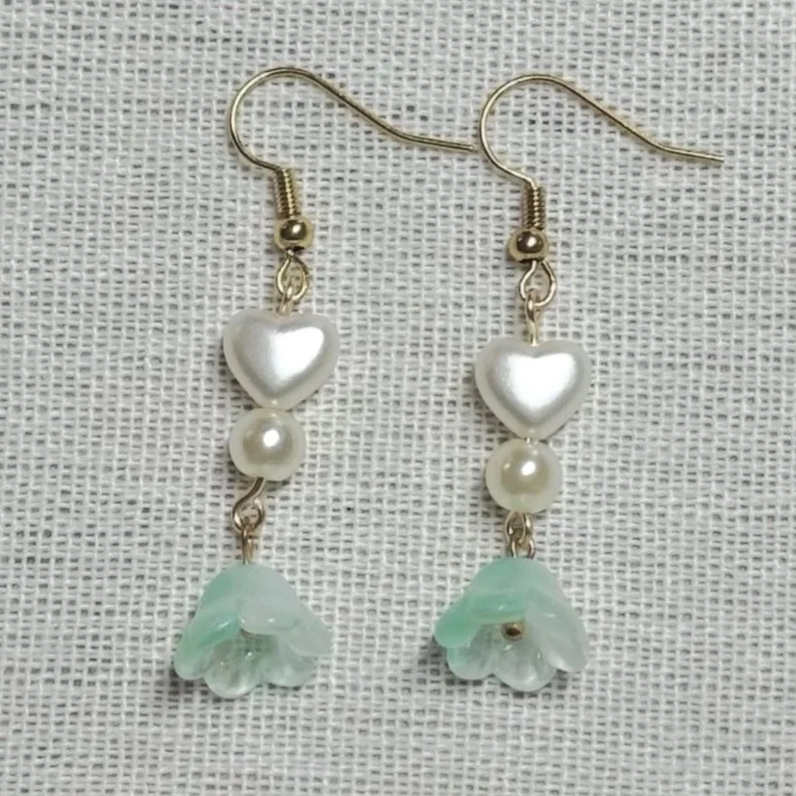 TEAL FLOWER DROP EARRINGS