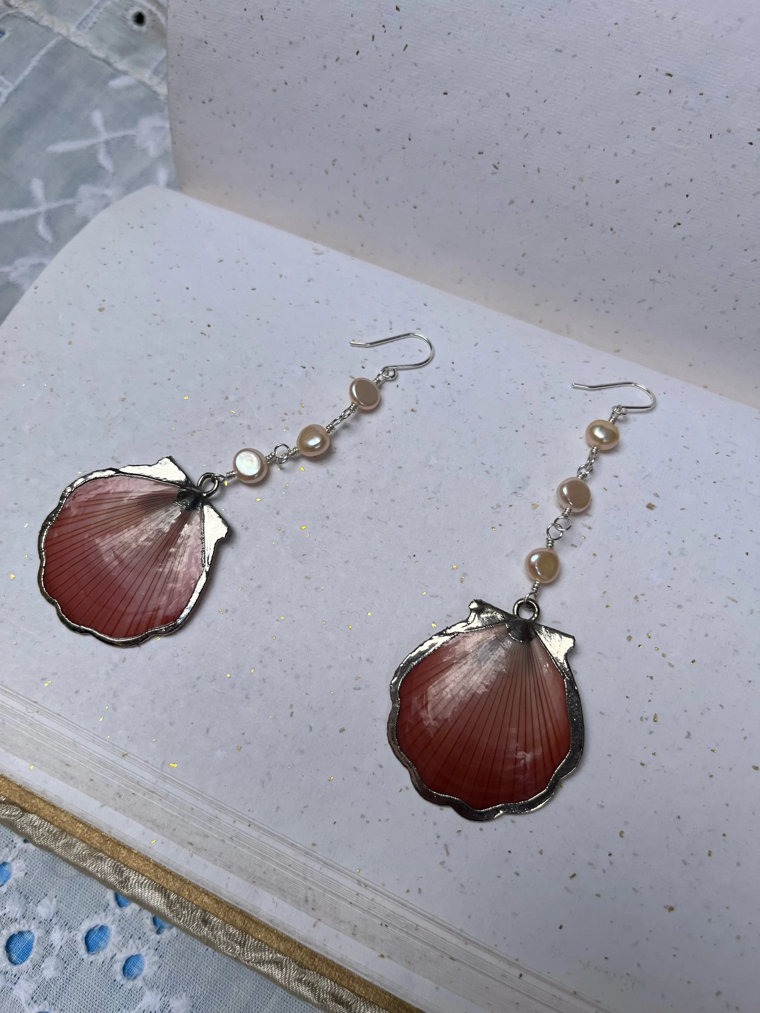 PEARL AND SHELL EARRINGS