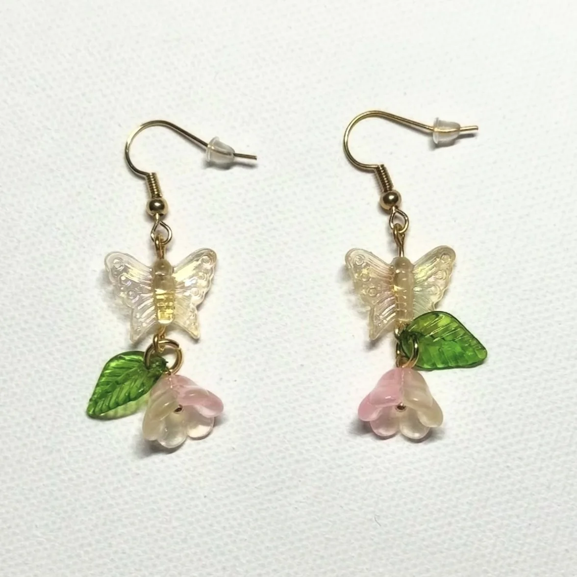 BUTTERFLY AND FLOWER EARRINGS