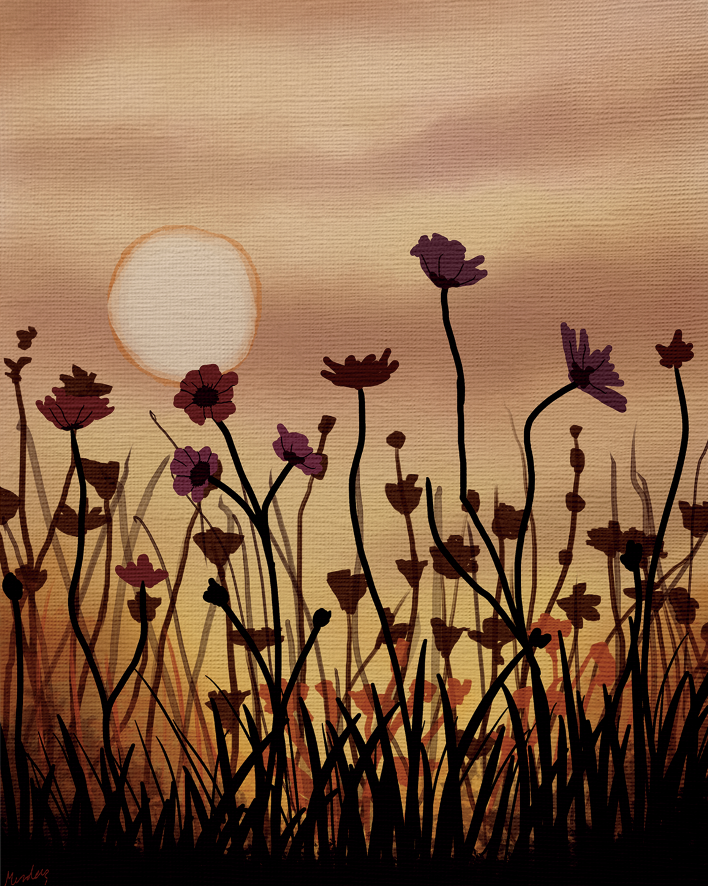 FLOWERS REACHING TOWARDS THE SUN - ART PRINT