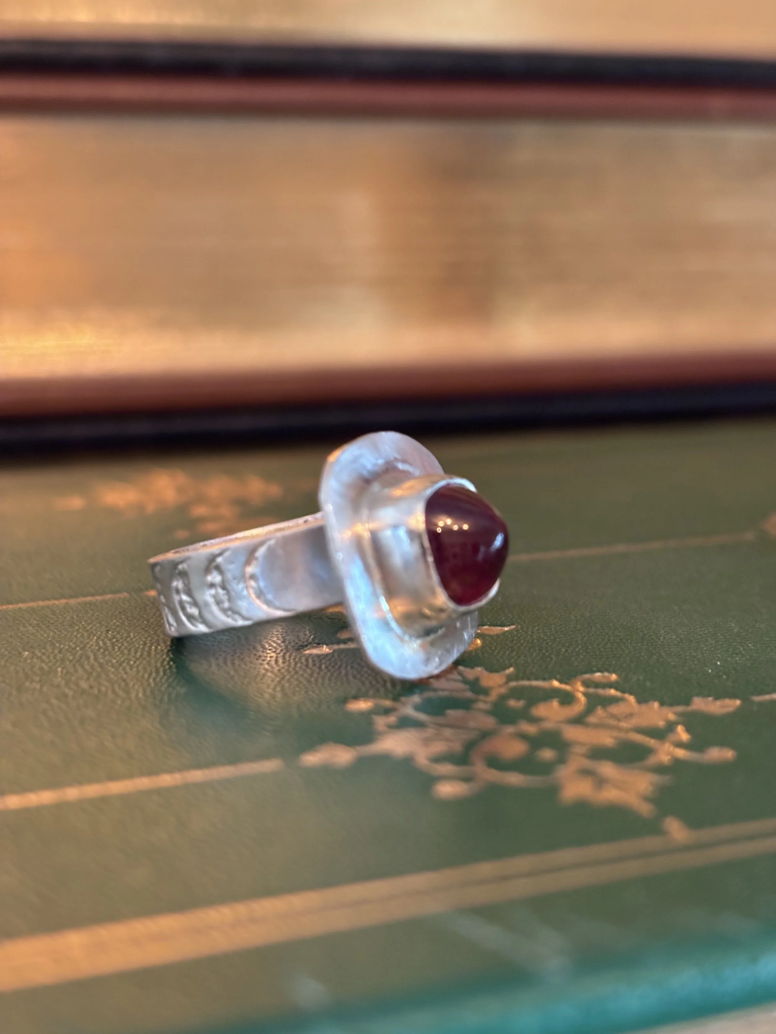 Sugarloaf Ruby with Moon Phase Band