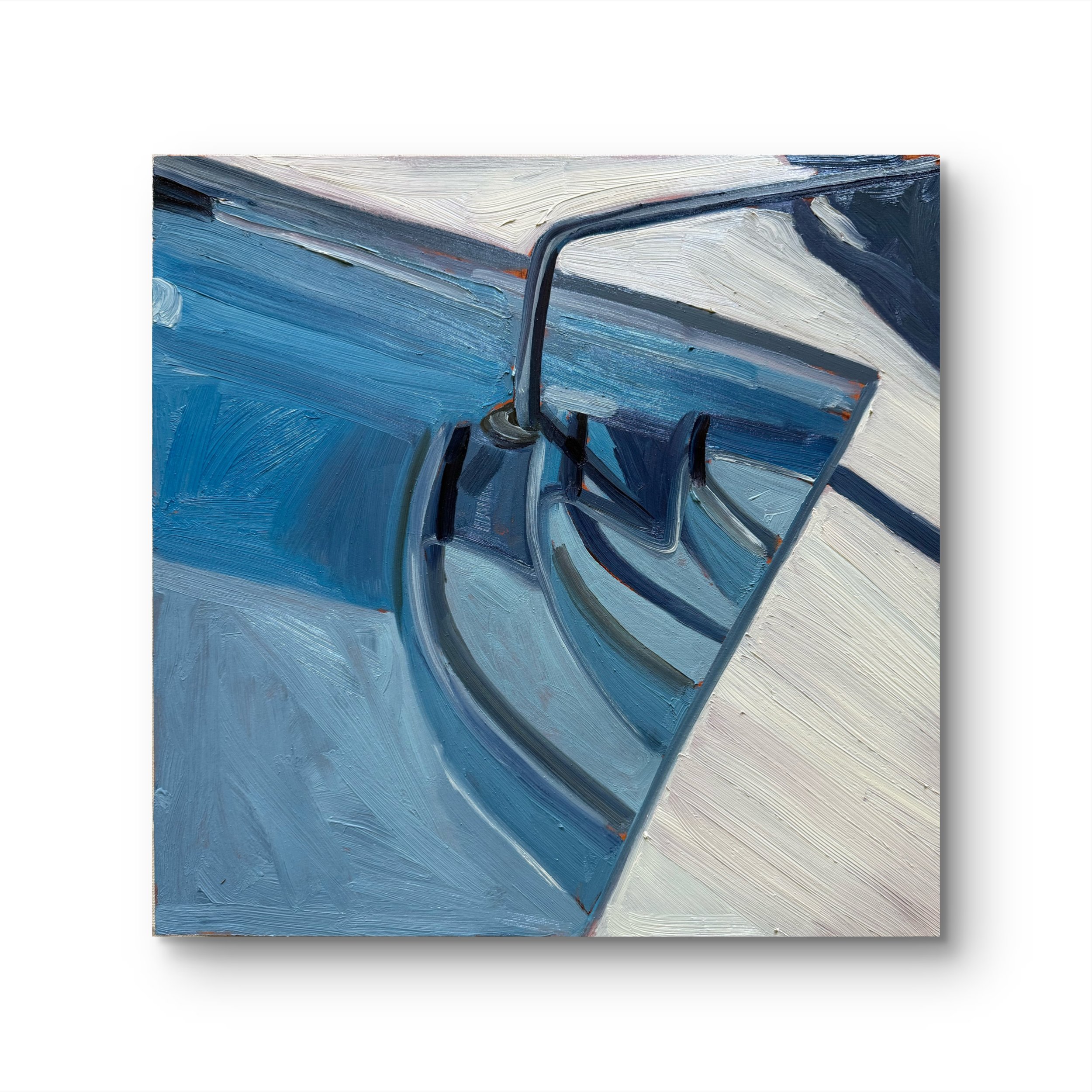 violet hour: pool steps, 16 x 16", oil on cradled wood panel