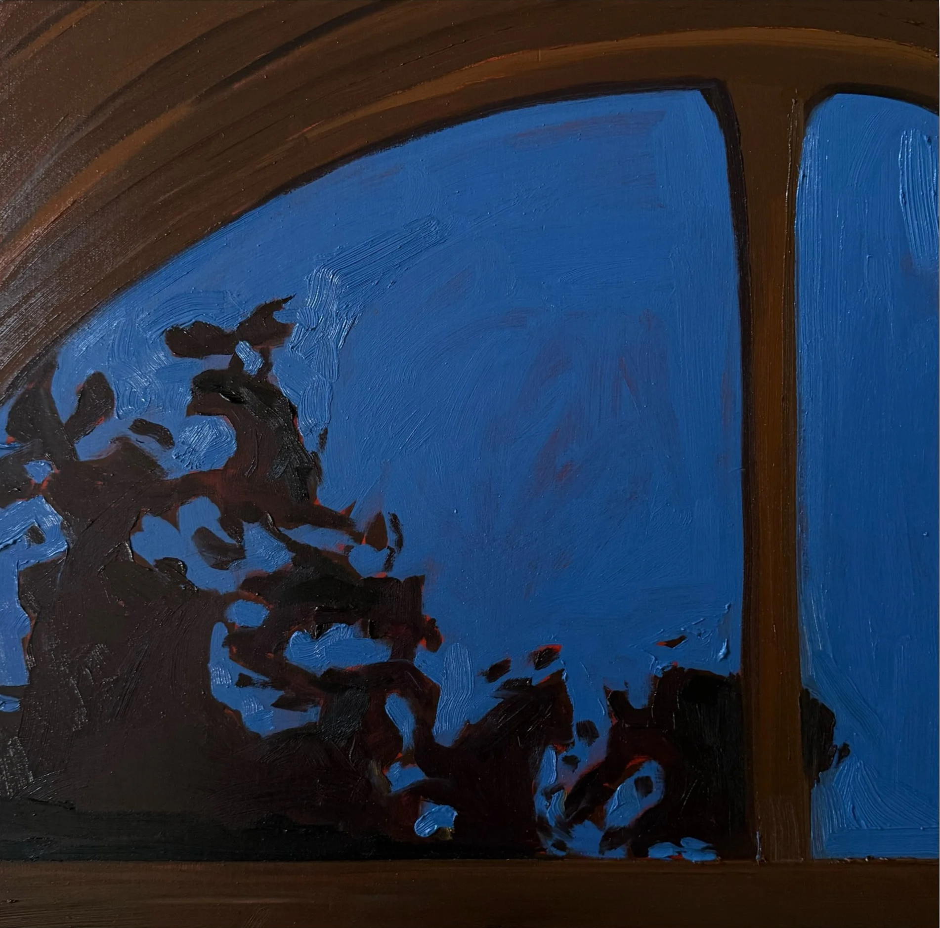 studio window, 16 x 16", oil on cradled wood panel