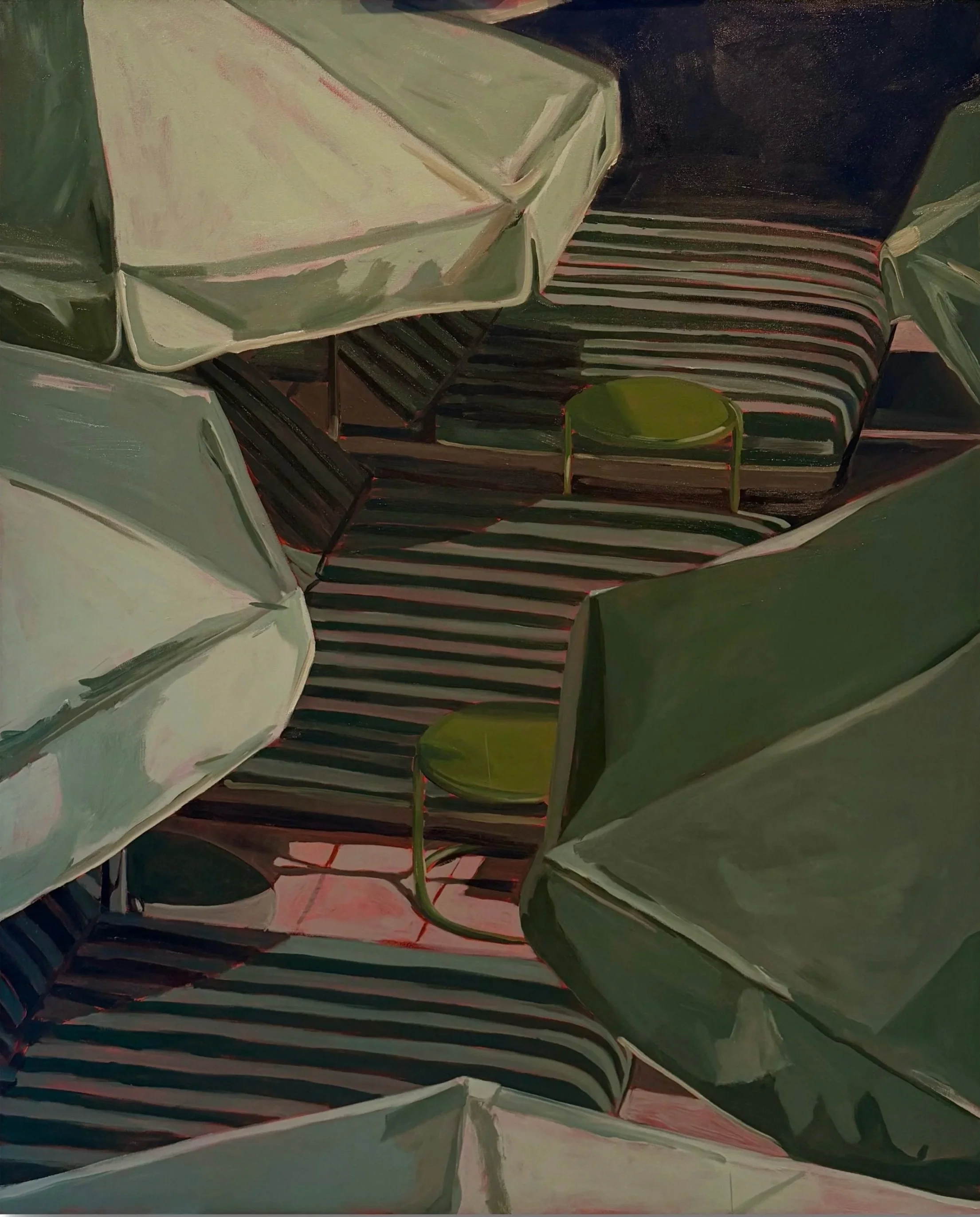 green chaises I, 60 x 48", oil on canvas