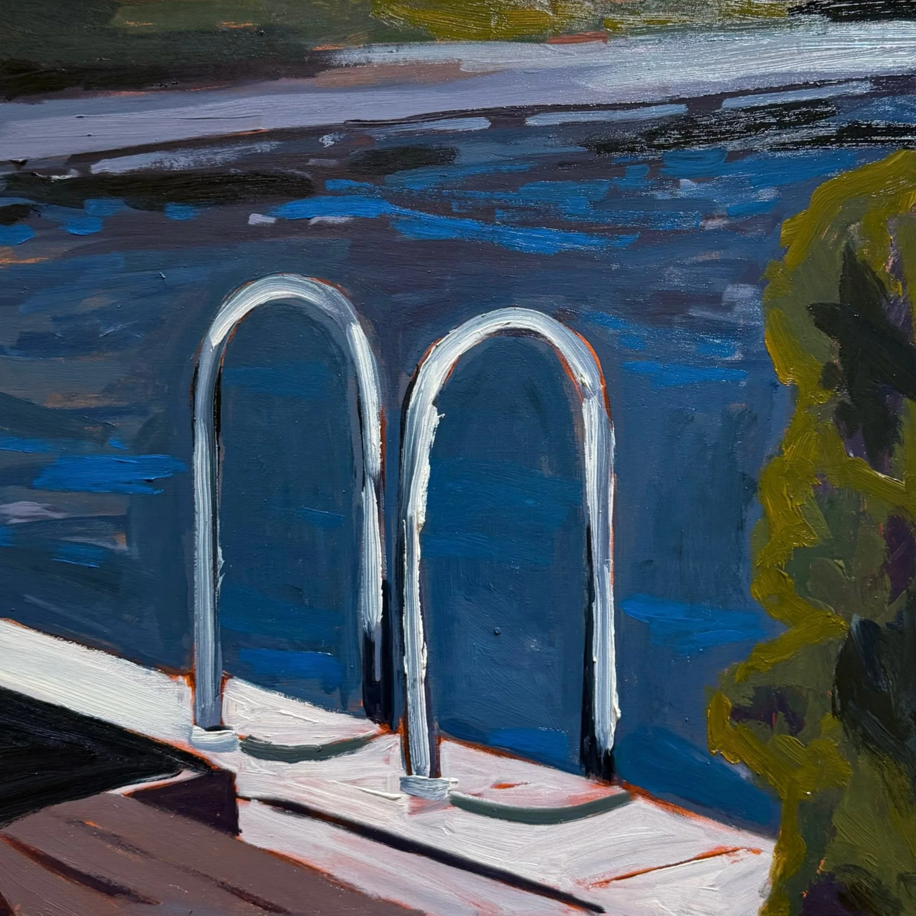 violet hour: deep end, 16 x 16", oil on cradled wood panel