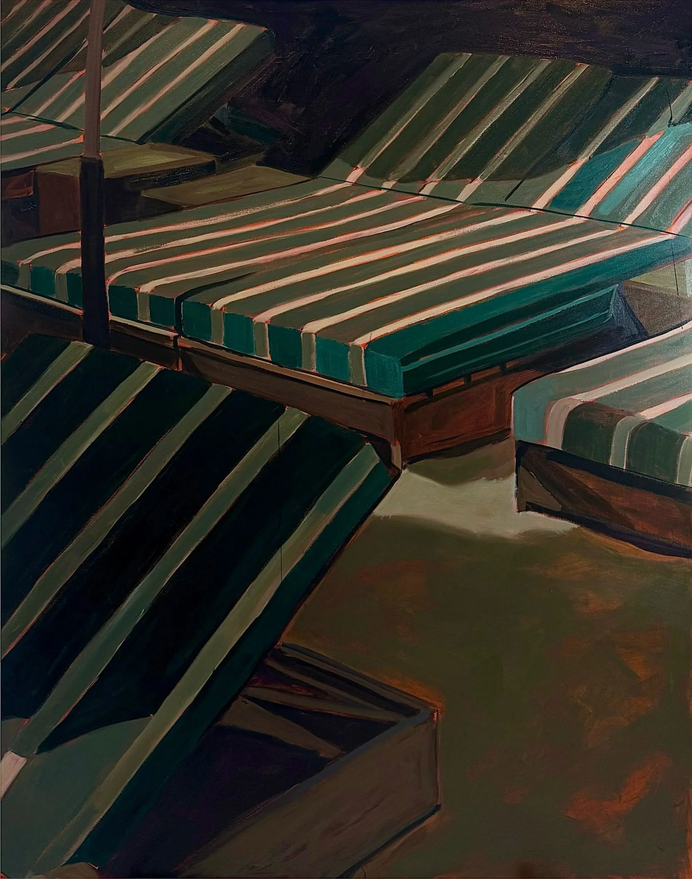 green chaises II, 60 x 48", oil on canvas