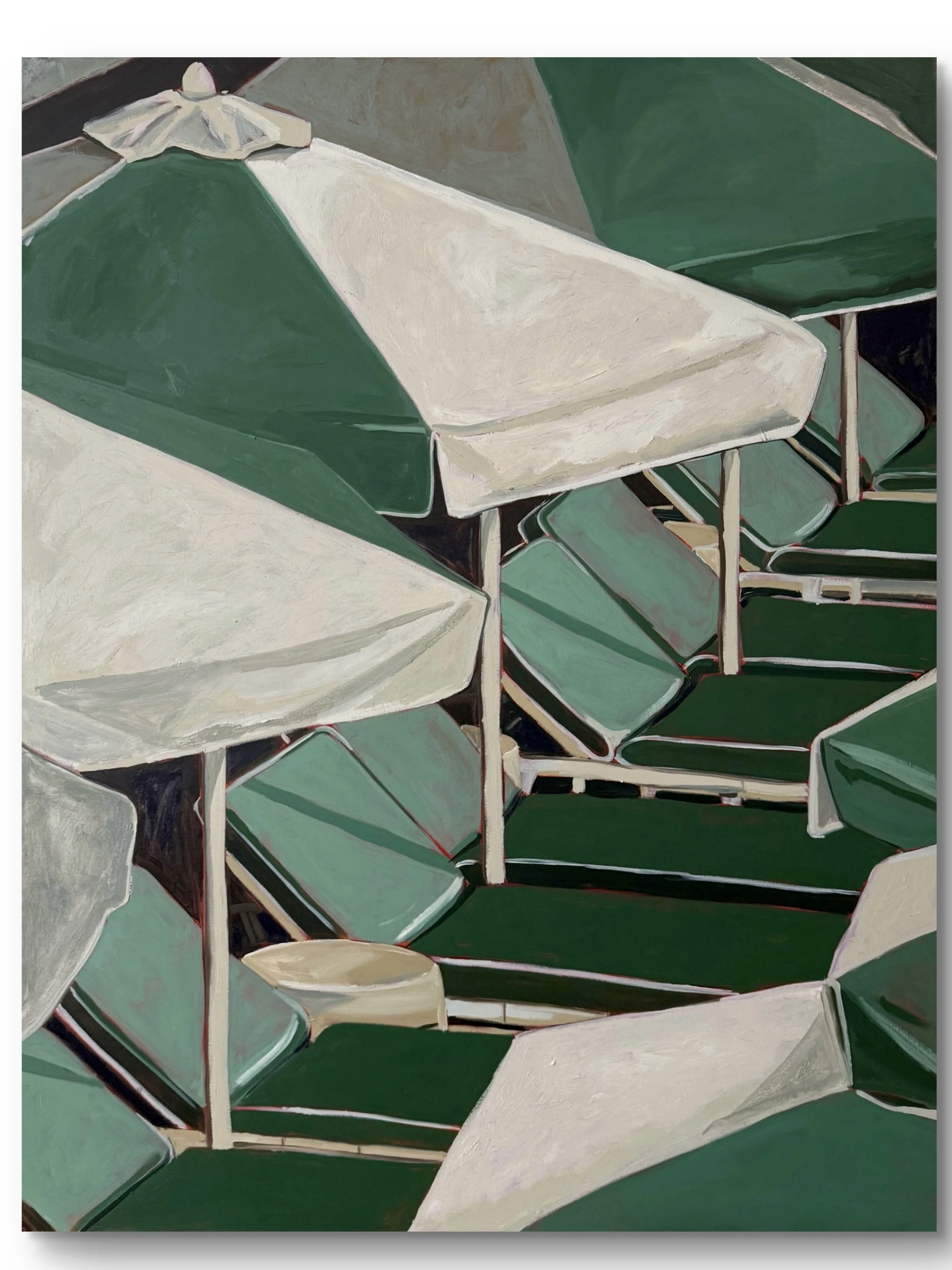 green chaises III, 48 x 60", oil on canvas