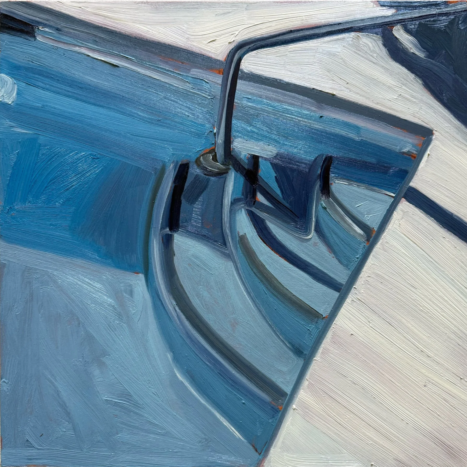 violet hour: pool steps, 16 x 16", oil on cradled wood panel