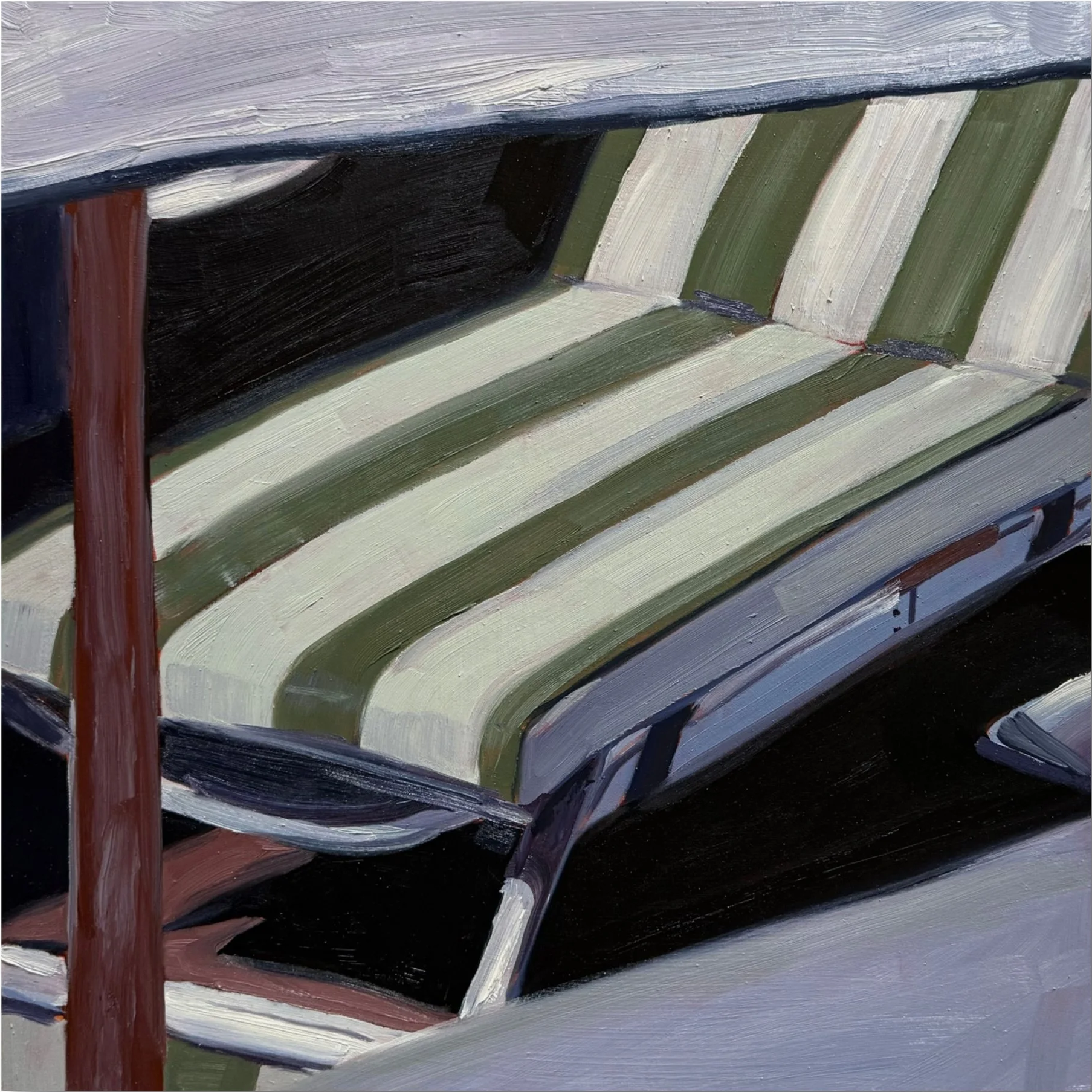 violet hour: the green chair, 16 x 16", oil on cradled wood panel