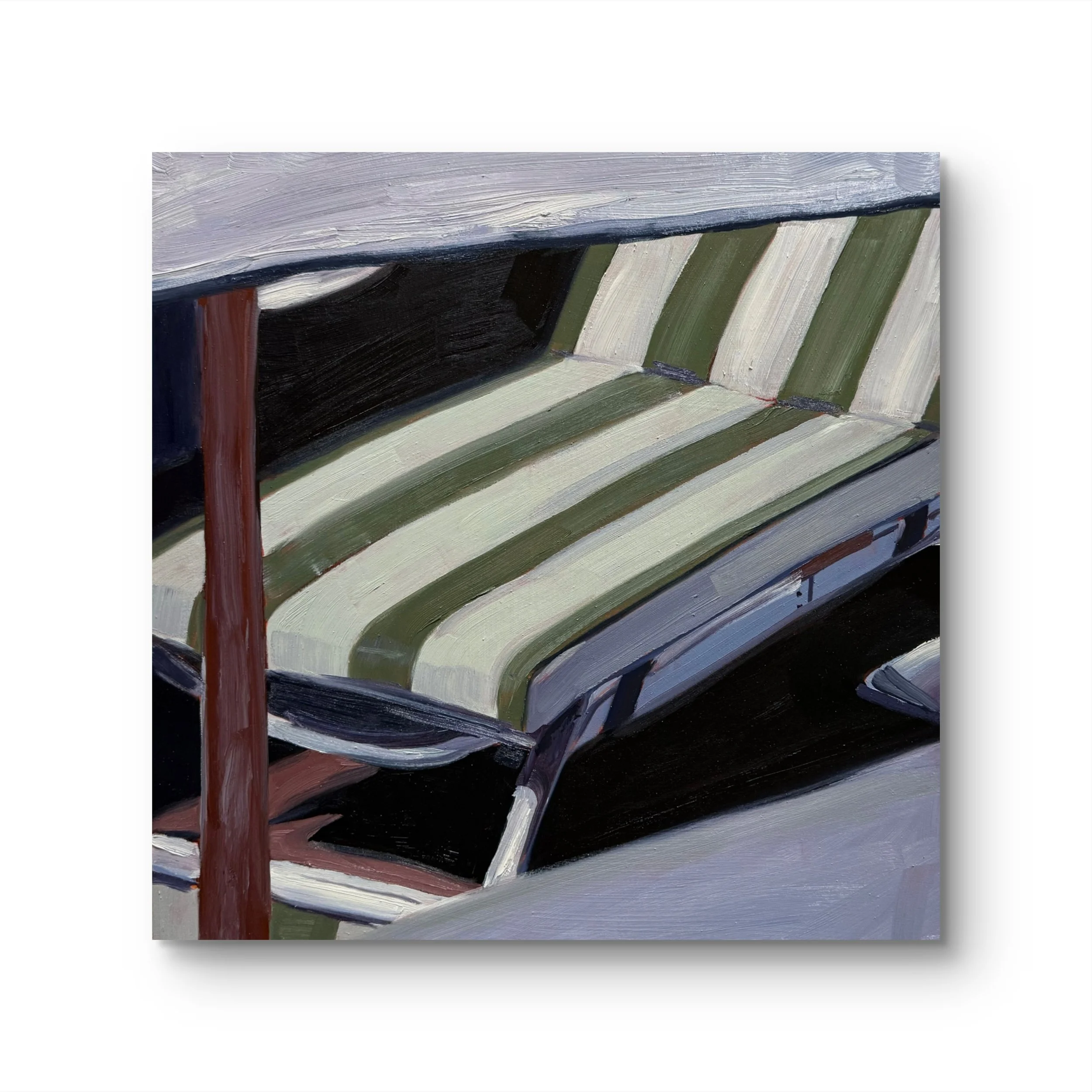 violet hour: the green chair, 16 x 16", oil on cradled wood panel