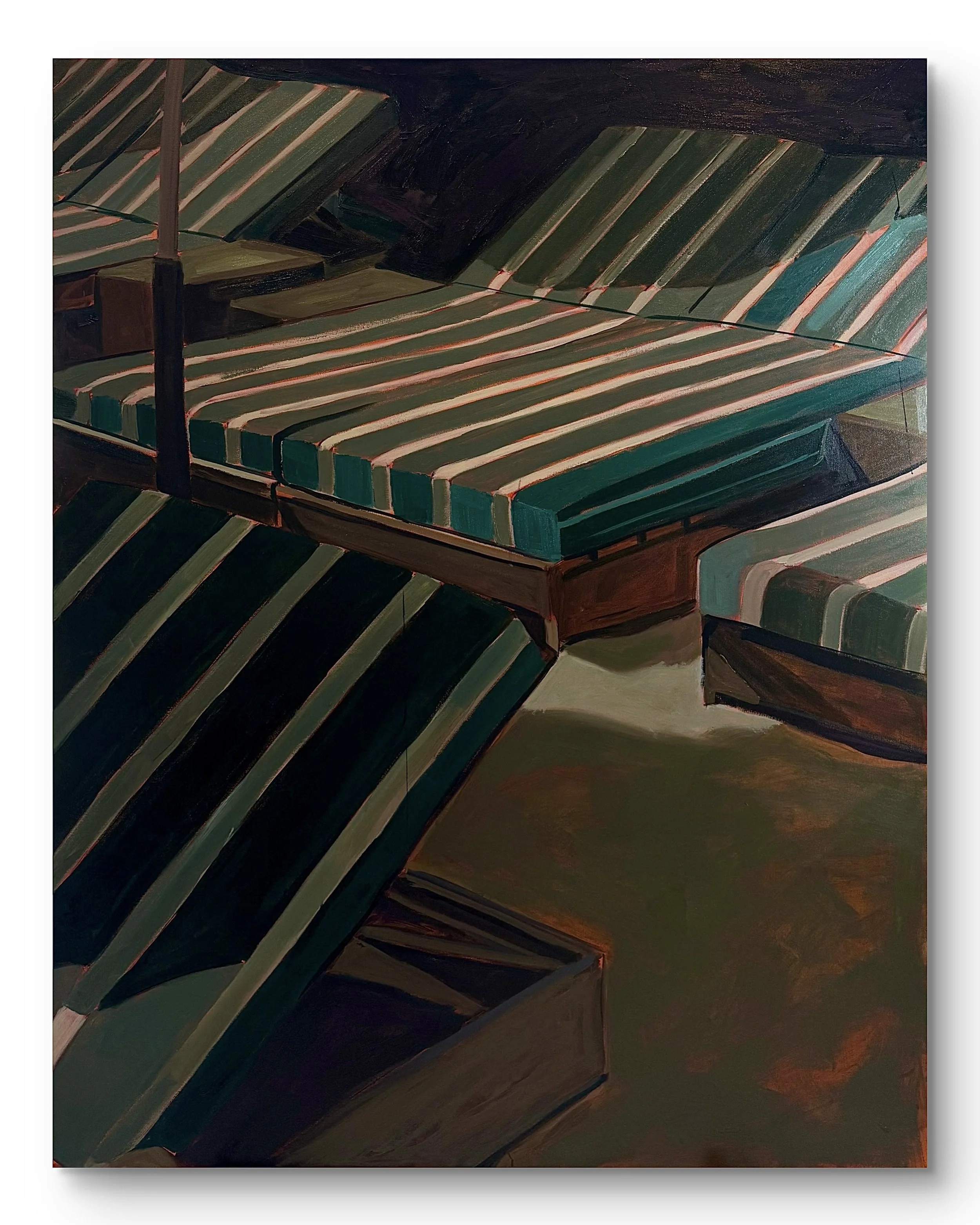 green chaises II, 48 x 60", oil on canvas