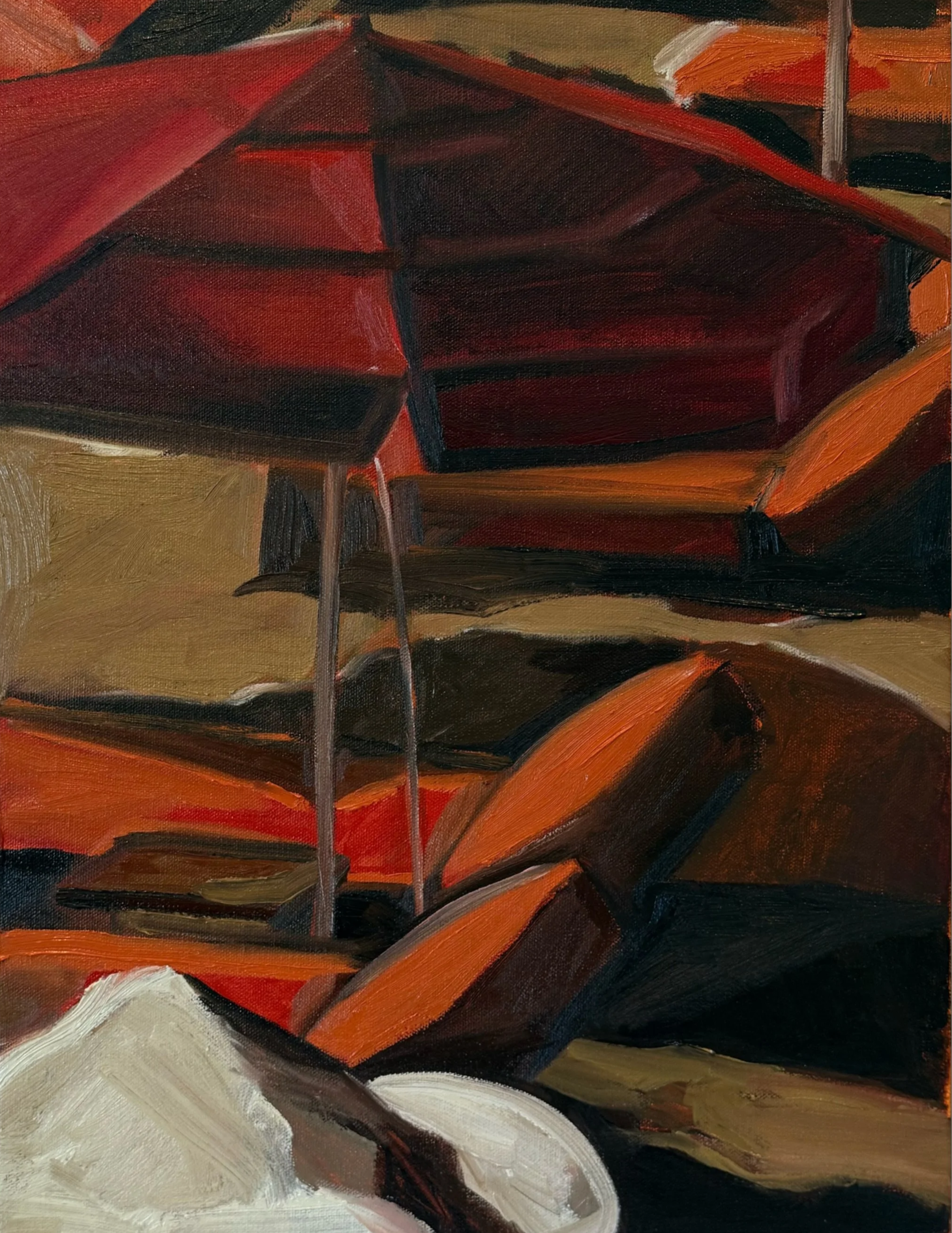 orange chaises II, 20 x 16", oil on canvas
