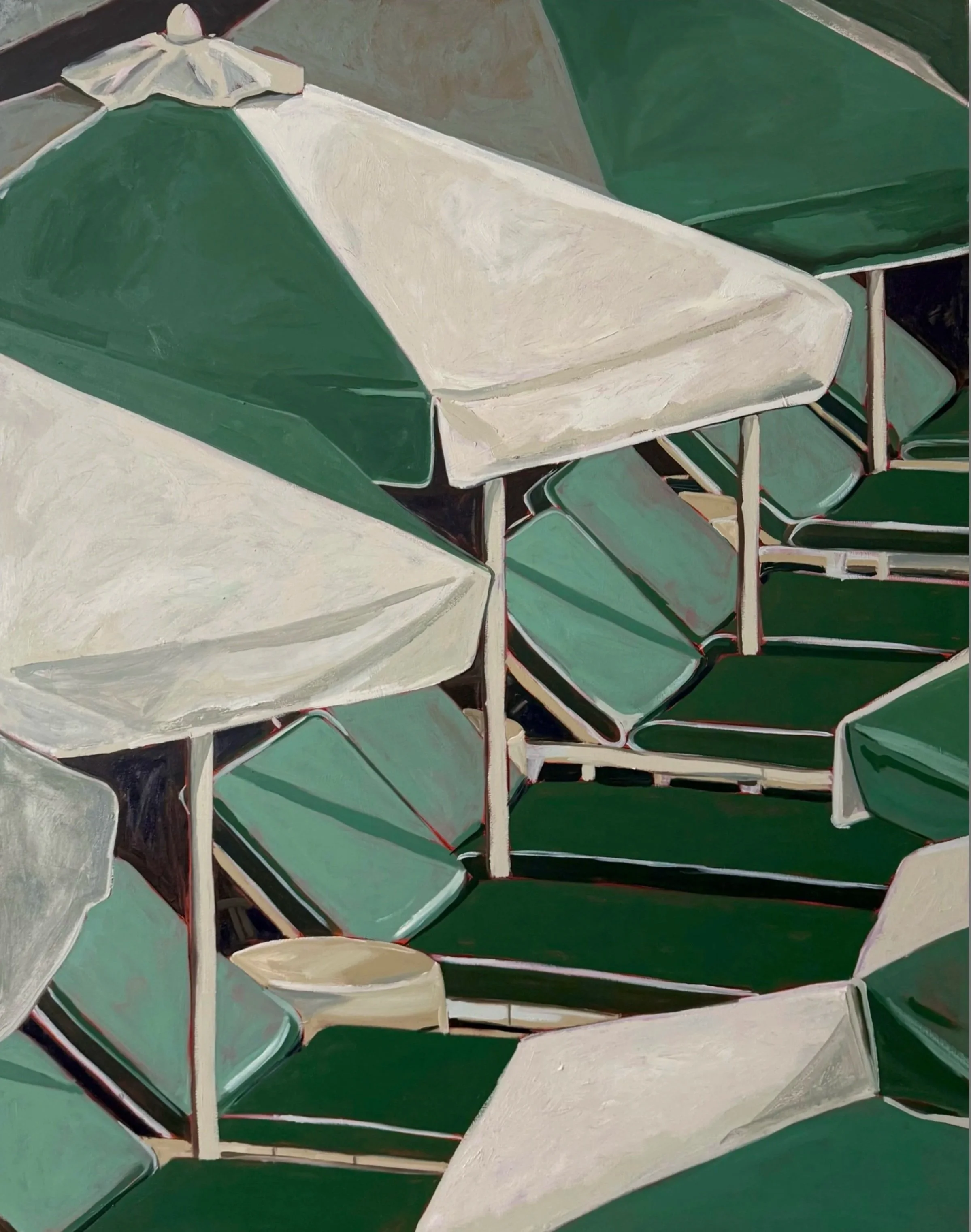 green chaises III, 60 x 48", oil on canvas