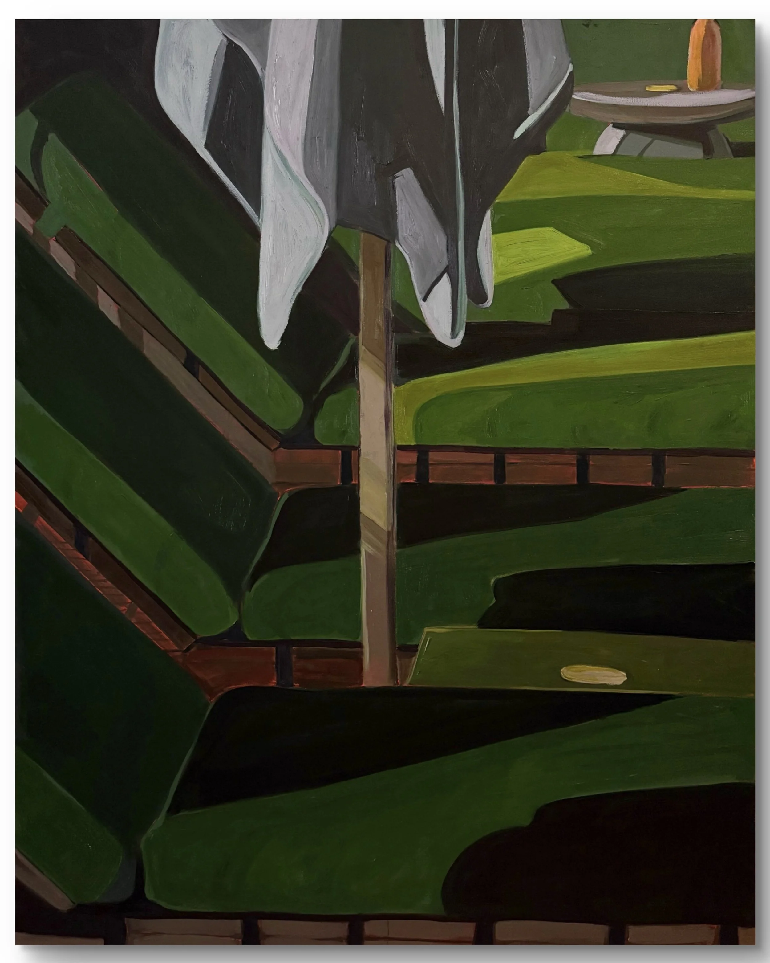 green chaises IV, 48 x 60", oil on canvas