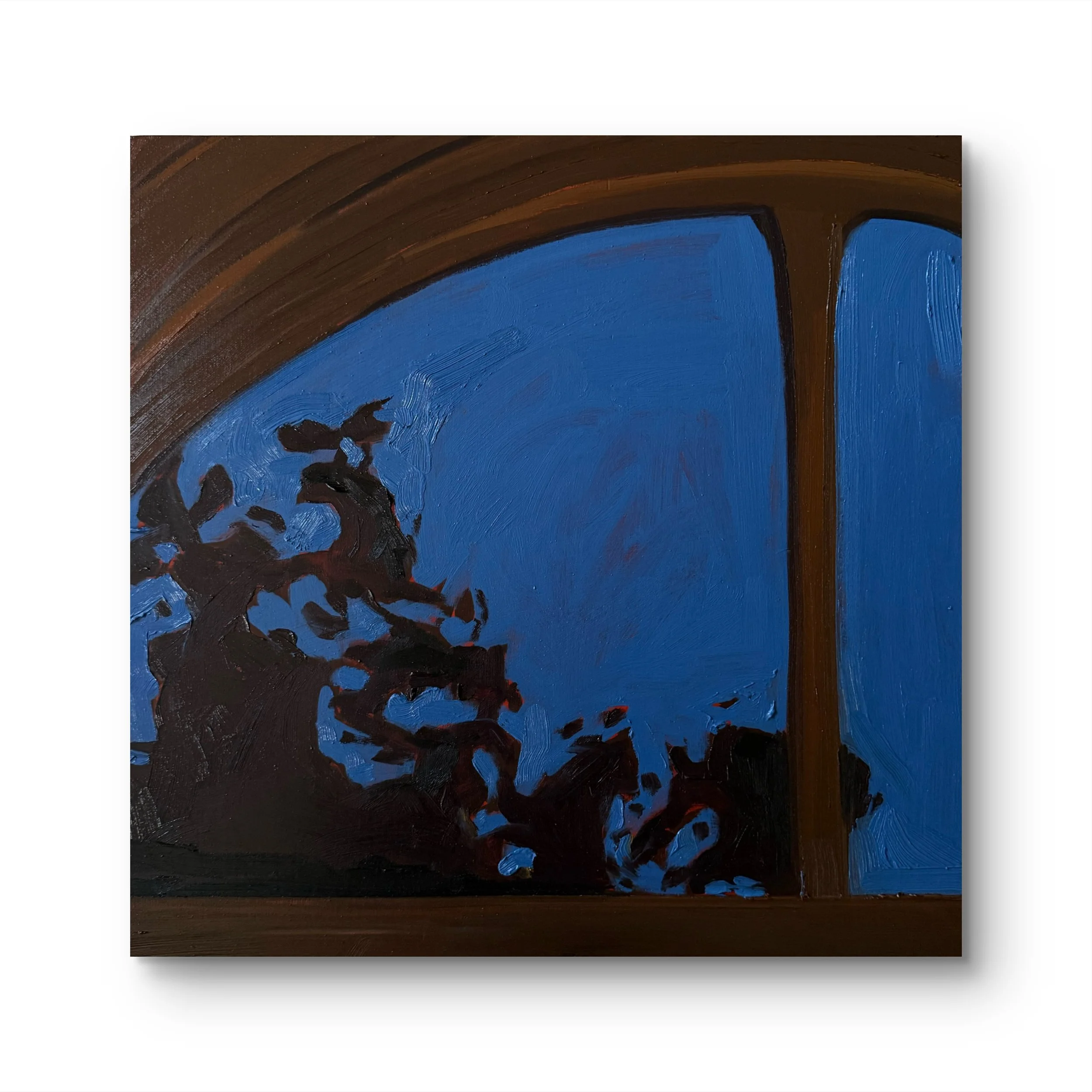 studio window, 16 x 16", oil on cradled wood panel, 2026