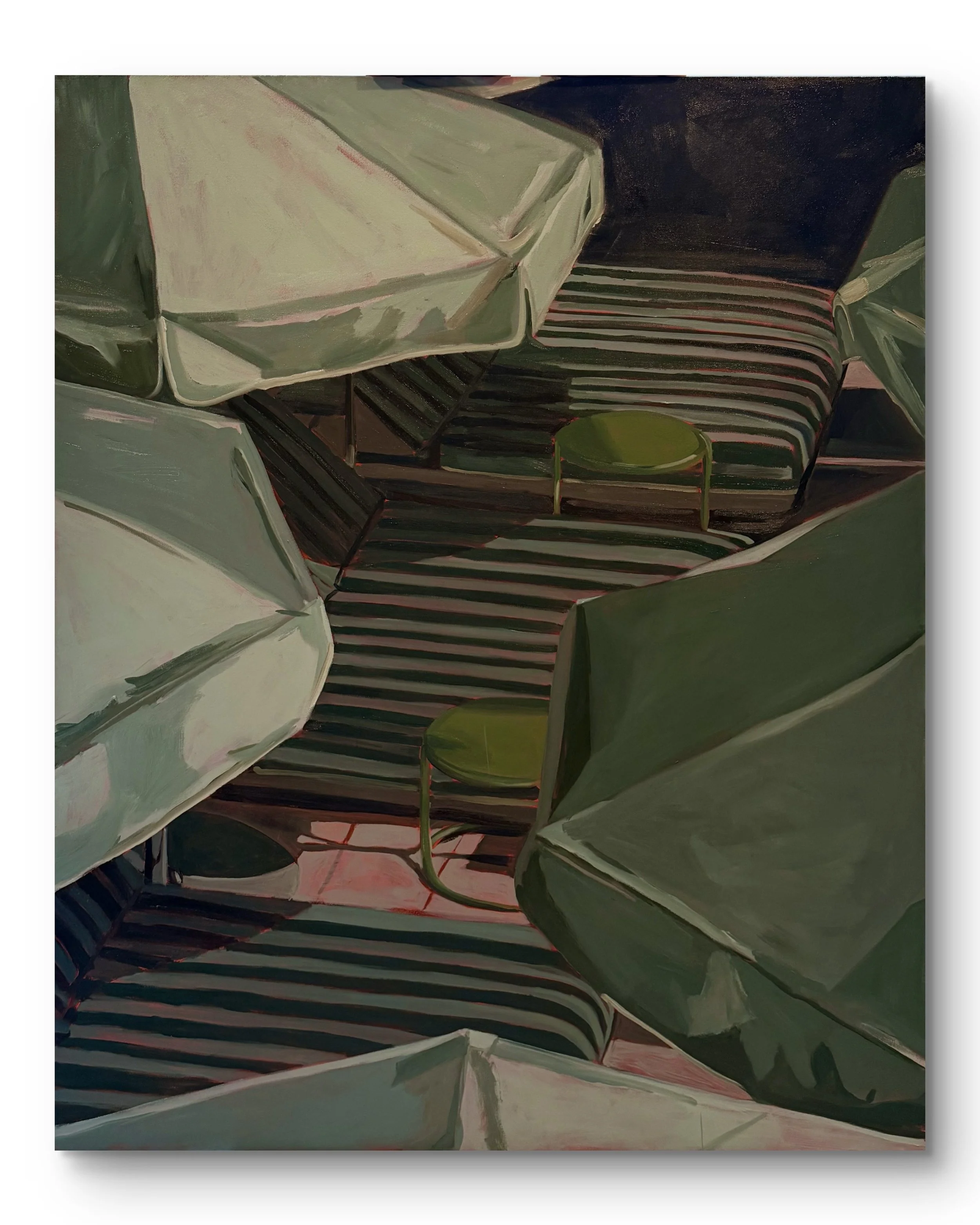 green chaises, 48 x 60", oil on canvas