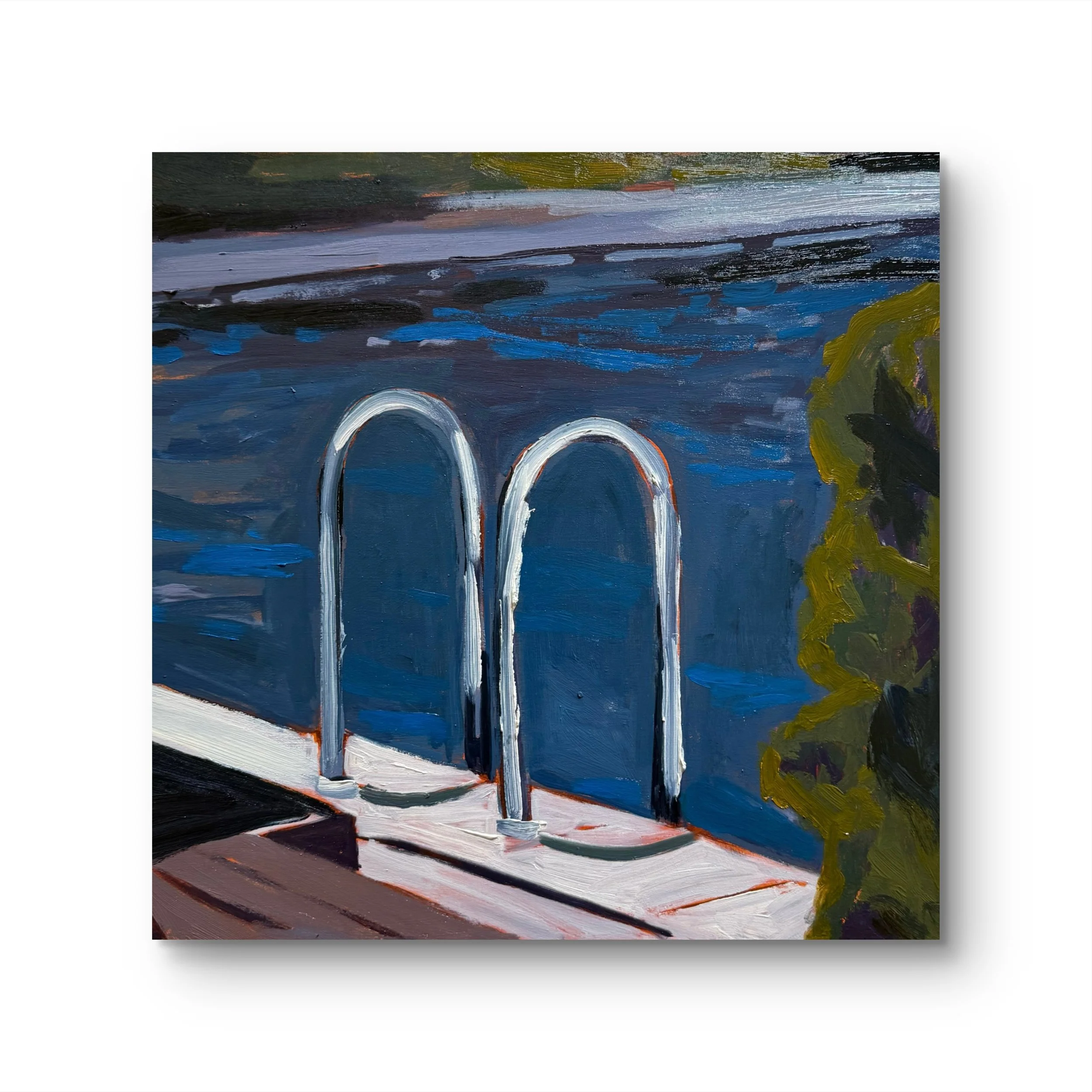 violet hour: deep end, 16 x 16", oil on cradled wood panel