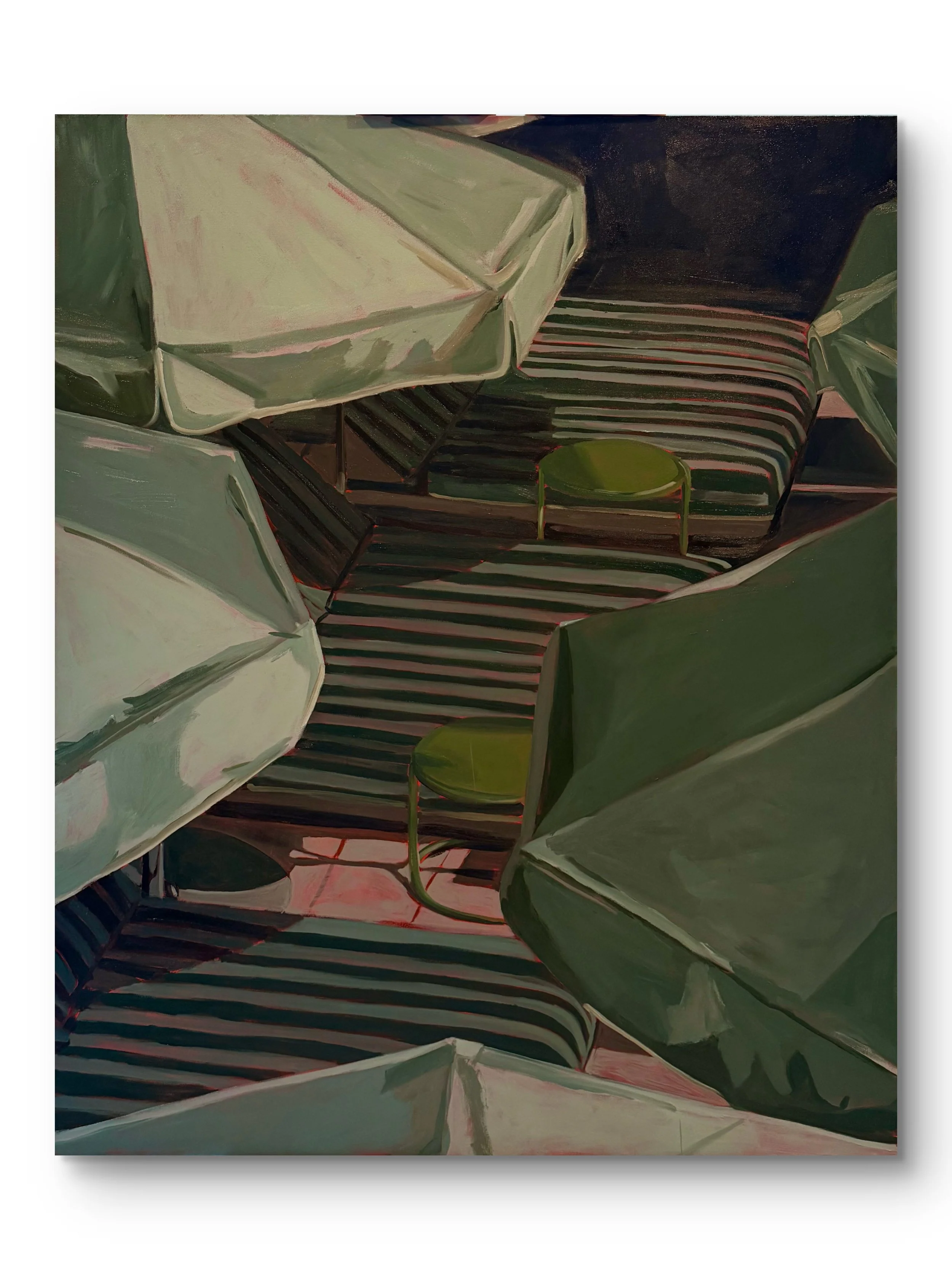 green chaises, 48 x 60", oil on canvas