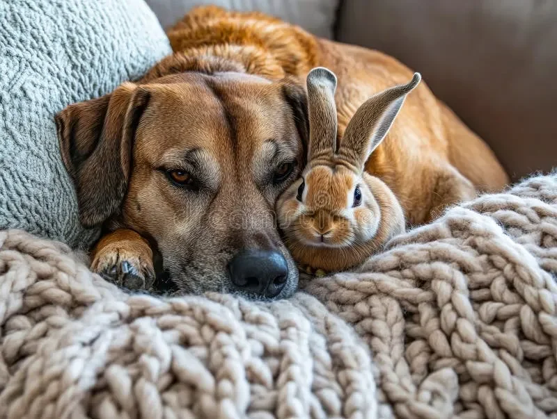 dog-rabbit-laying-top-couch-333304522.webp