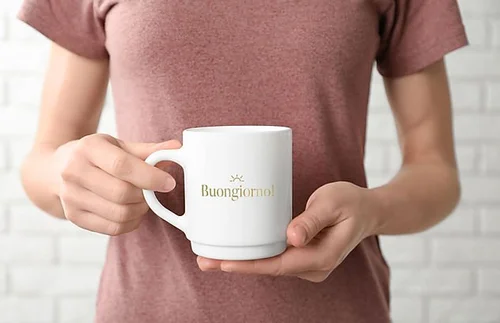 White mug that says Buongiorno
