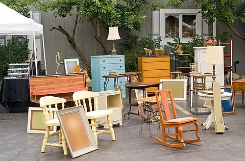 Yard sale of used furniture