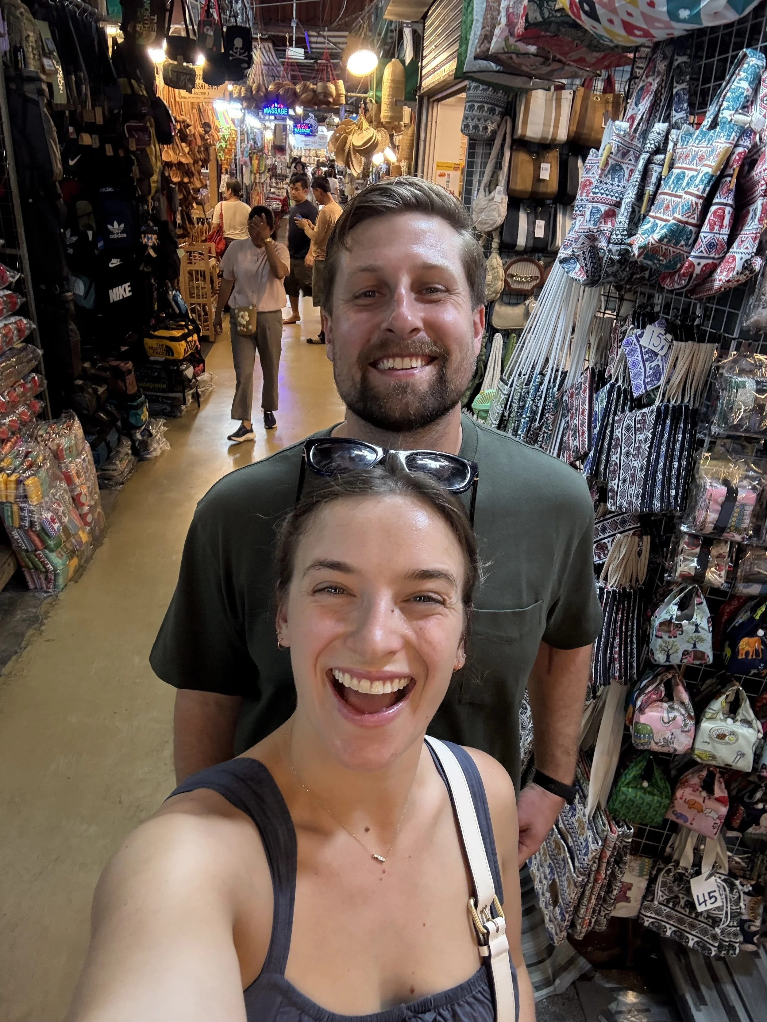  The market is just a few stops away from us on the “BTS” line, an above ground train that makes up a large portion of Bangkok’s public transport system. Walking through the alleyways that make up the market(which have their street signs so you don’t