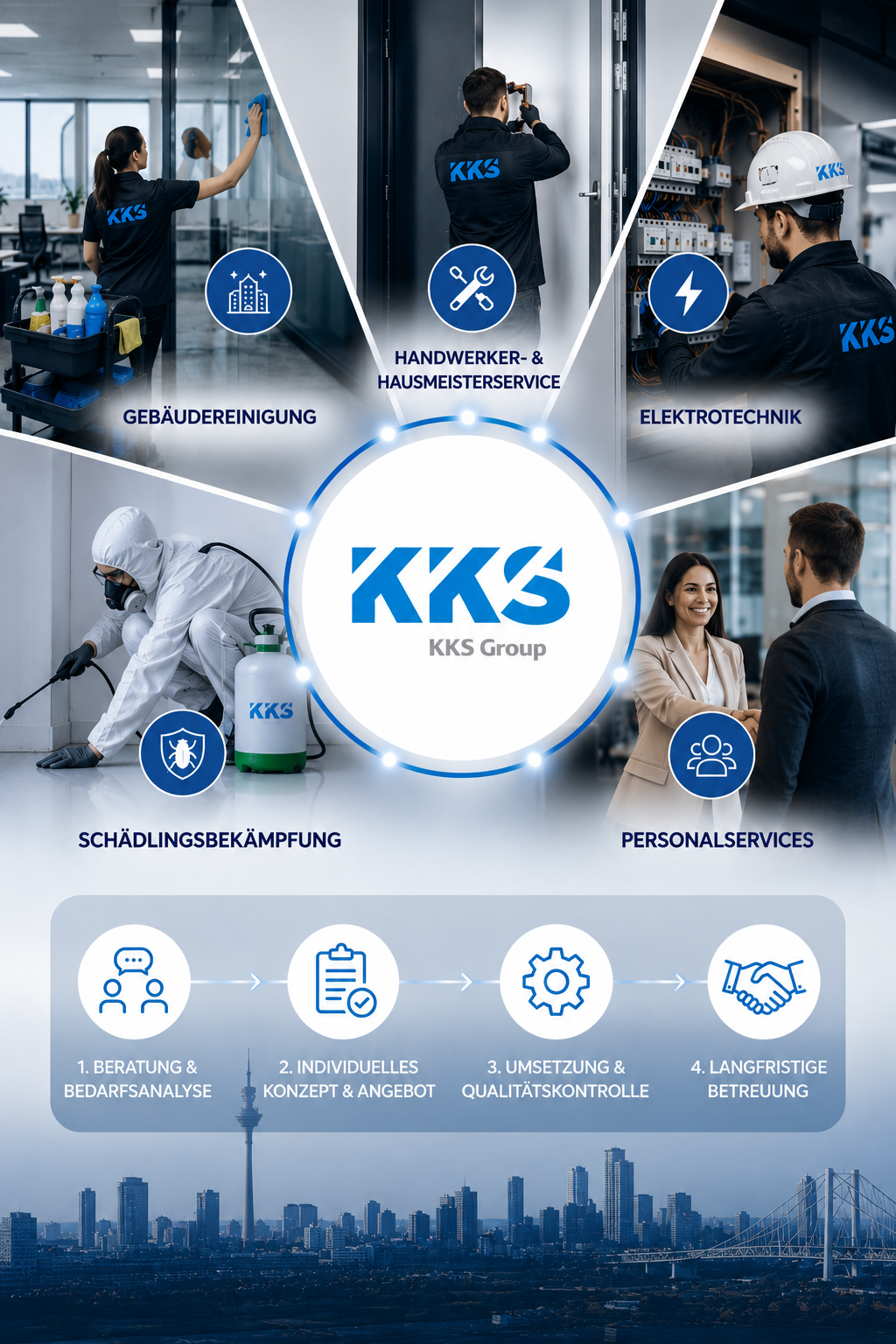 KKS Gebäudereinigung, KKS Hausmeisterservice, KKS Elektrotechnik, KKS Schädlingsbekämpfung, KKS Works, KKS Personalservice
