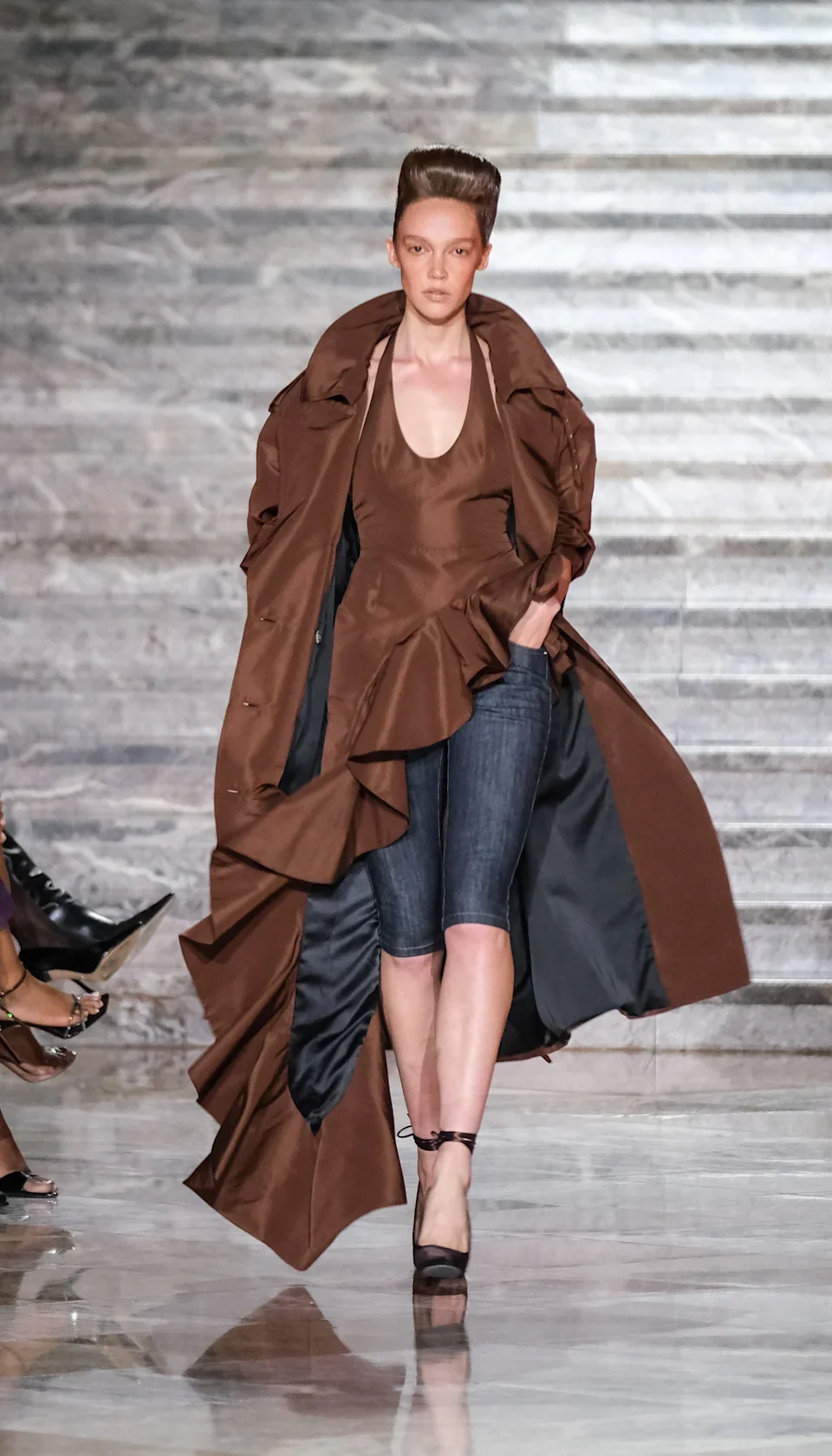 LaQuan Smith SS27 Look 2 Denim Capris