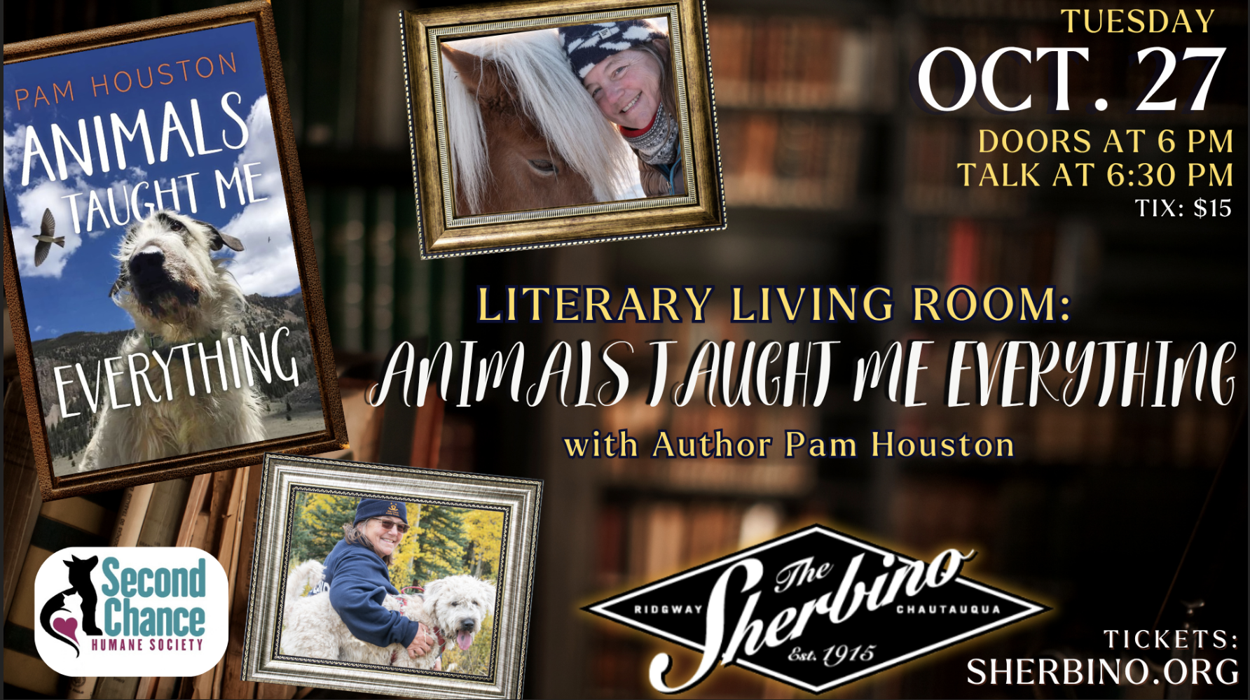 Sherbino Literary Living Room: Animals Taught Me Everything with Pam Houston