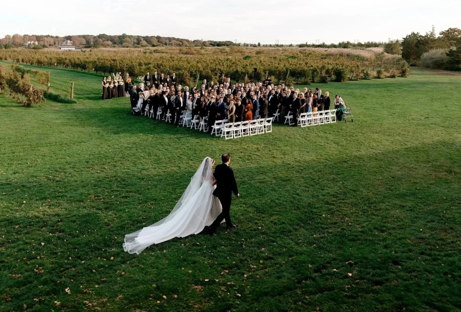 bride dad walking down the aisle wedding ceremony
