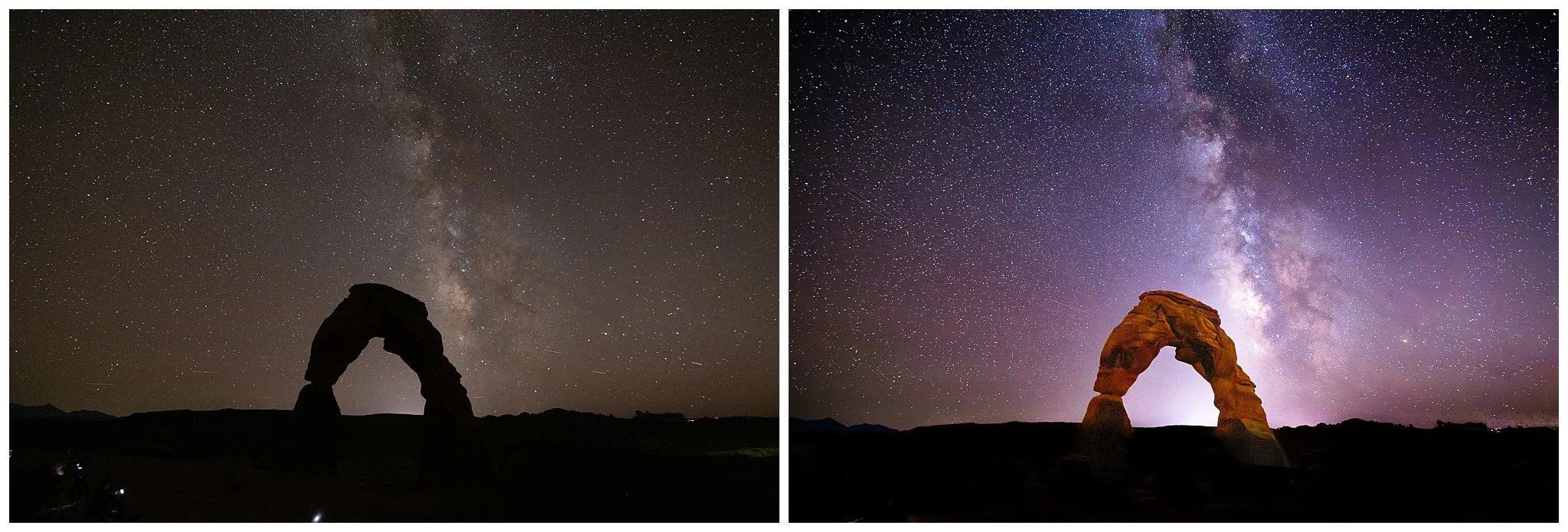Before and after example of editing Astrophotography.