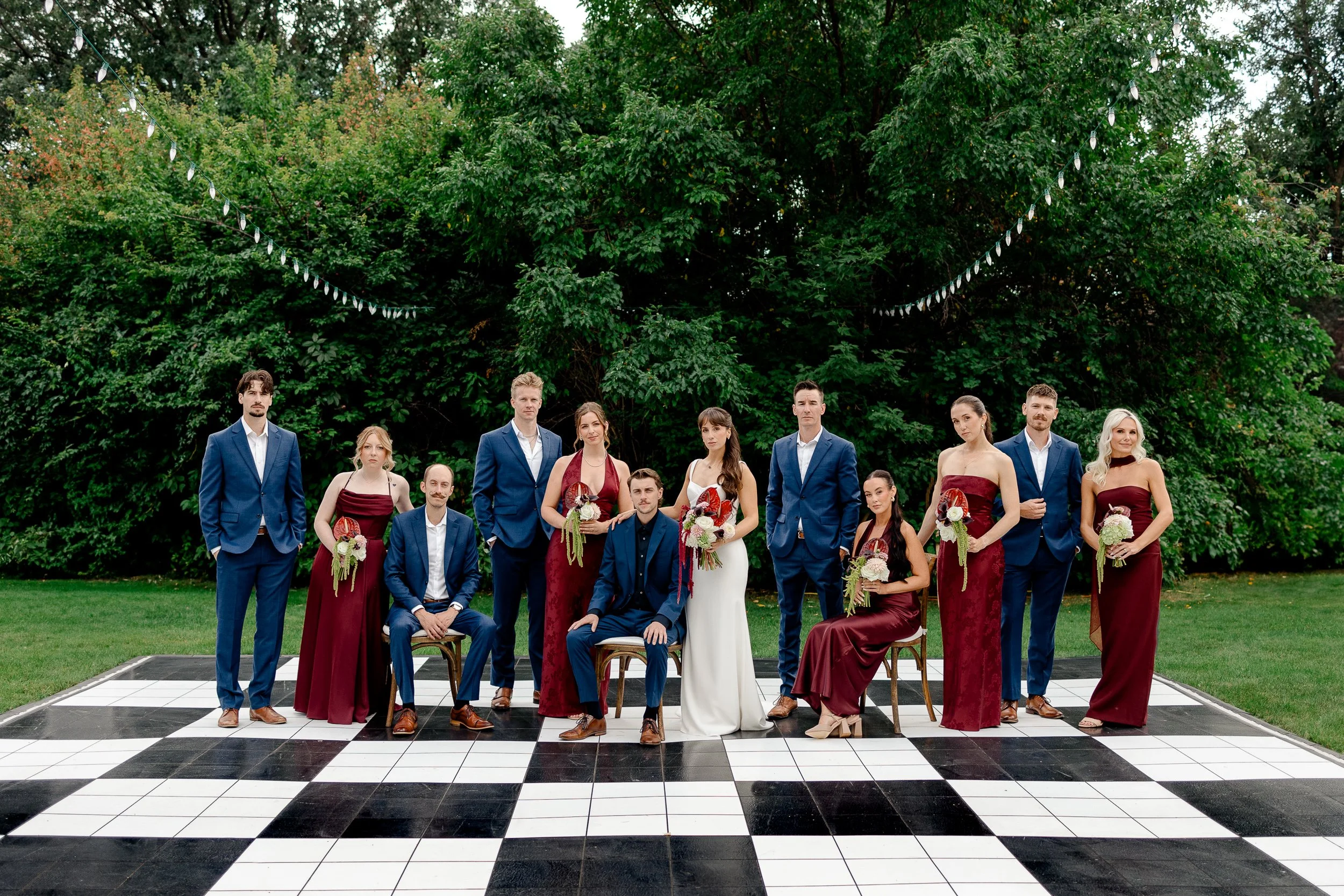 Wedding Party Editorial Checkered Dance Floor  