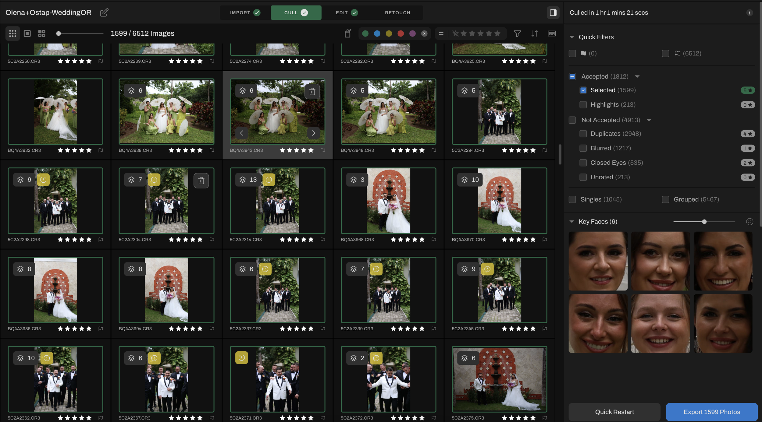 Screenshot of Aftershoot Culling Menu