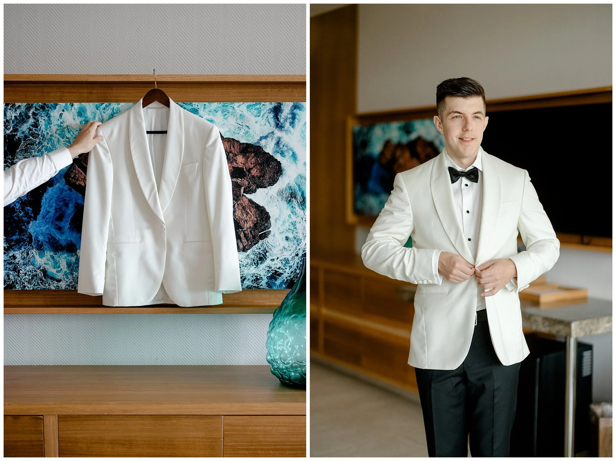 Groom candid moments during Mexico destination wedding day