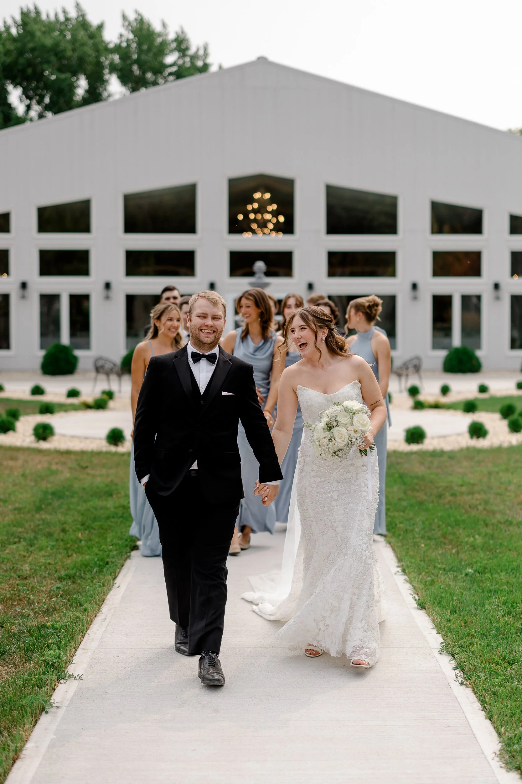 Willow Acres Wedding Party Walking Celebrating