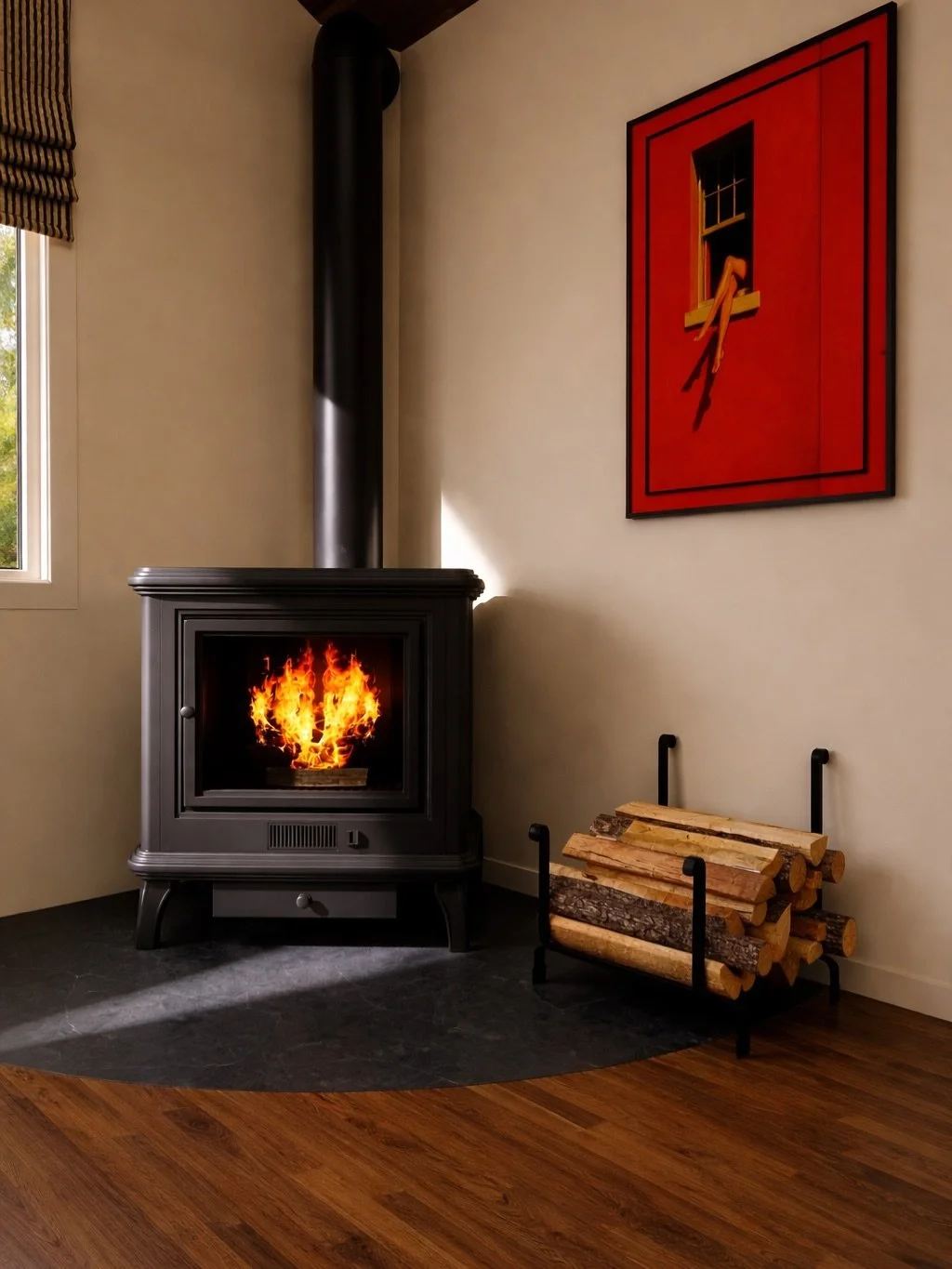 Depends on where you live, but at the moment it&rsquo;s way too hot here for a fire. February and it feels like spring in Colorado. Either way I love showing off a cozy wood burning stove moment. 

[ fireplace moment, photorealistic renderings, inter