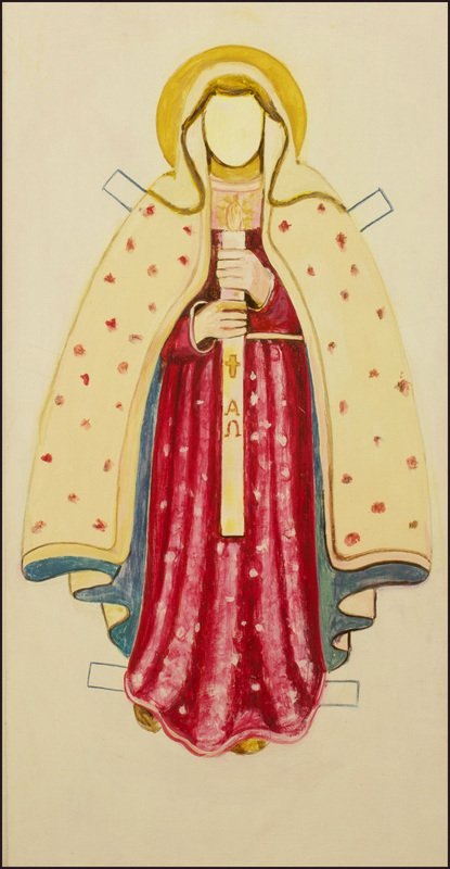 Bettina Magi, Our Lady of Light, casein on wood, 24x12", 2014