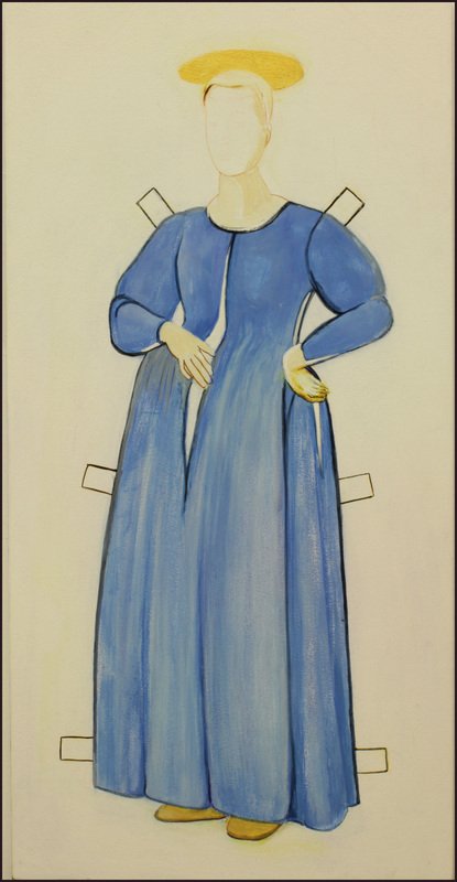 Bettina Magi, Piero della Francesca, Pregnant Madonna, casein on wood, 24x12", 2014